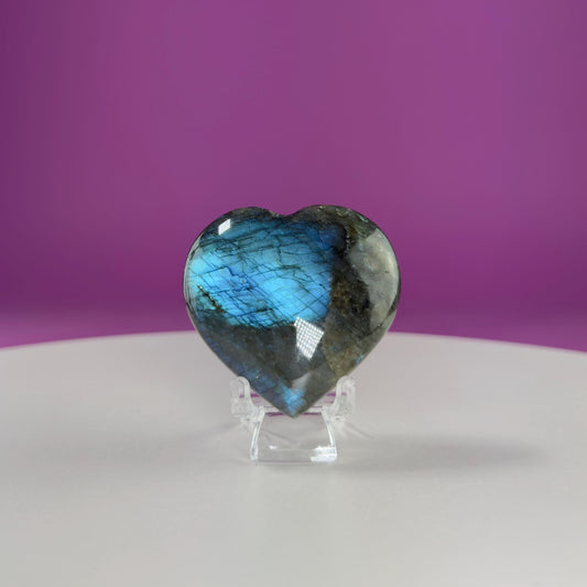 Labradorite Heart Carving, Flashy Labradorite