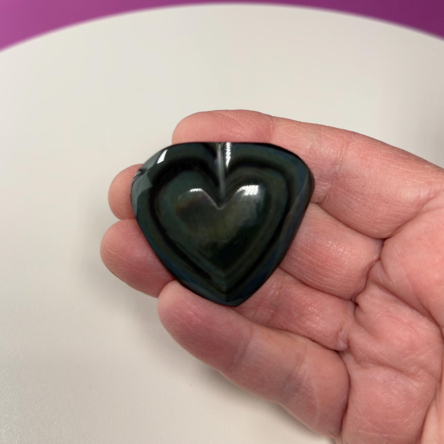 Mini Rainbow Obsidian Heart Carving (Mexico)