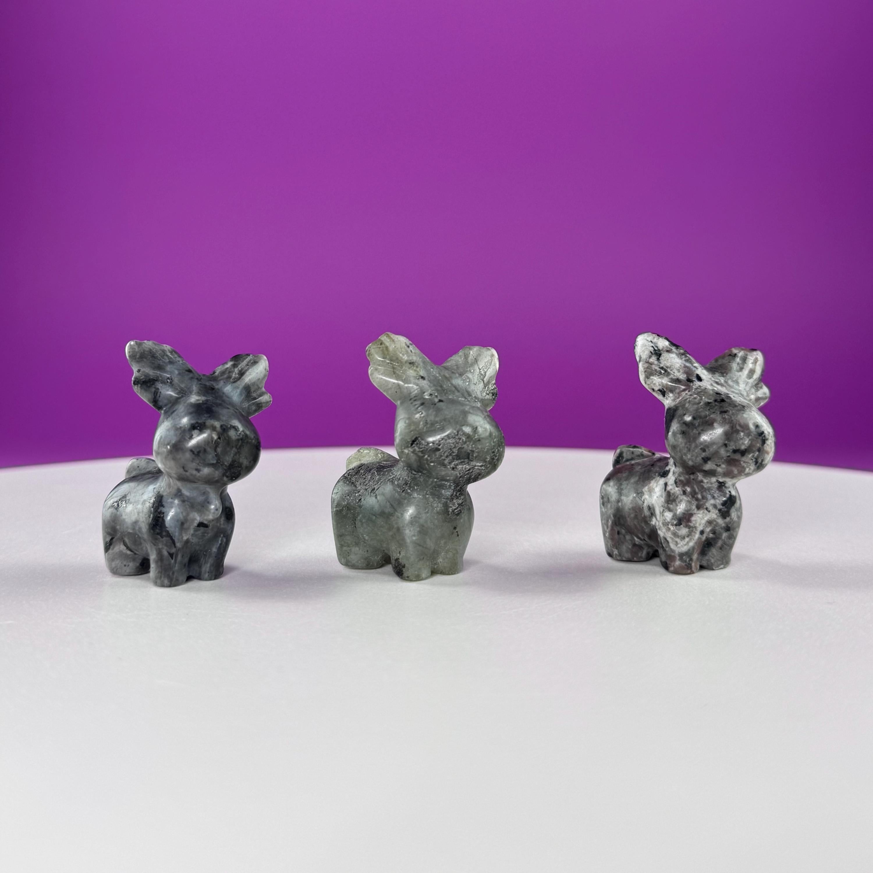 Mini Reindeer Crystal Carving-Choice of Stone, Mini Collectable