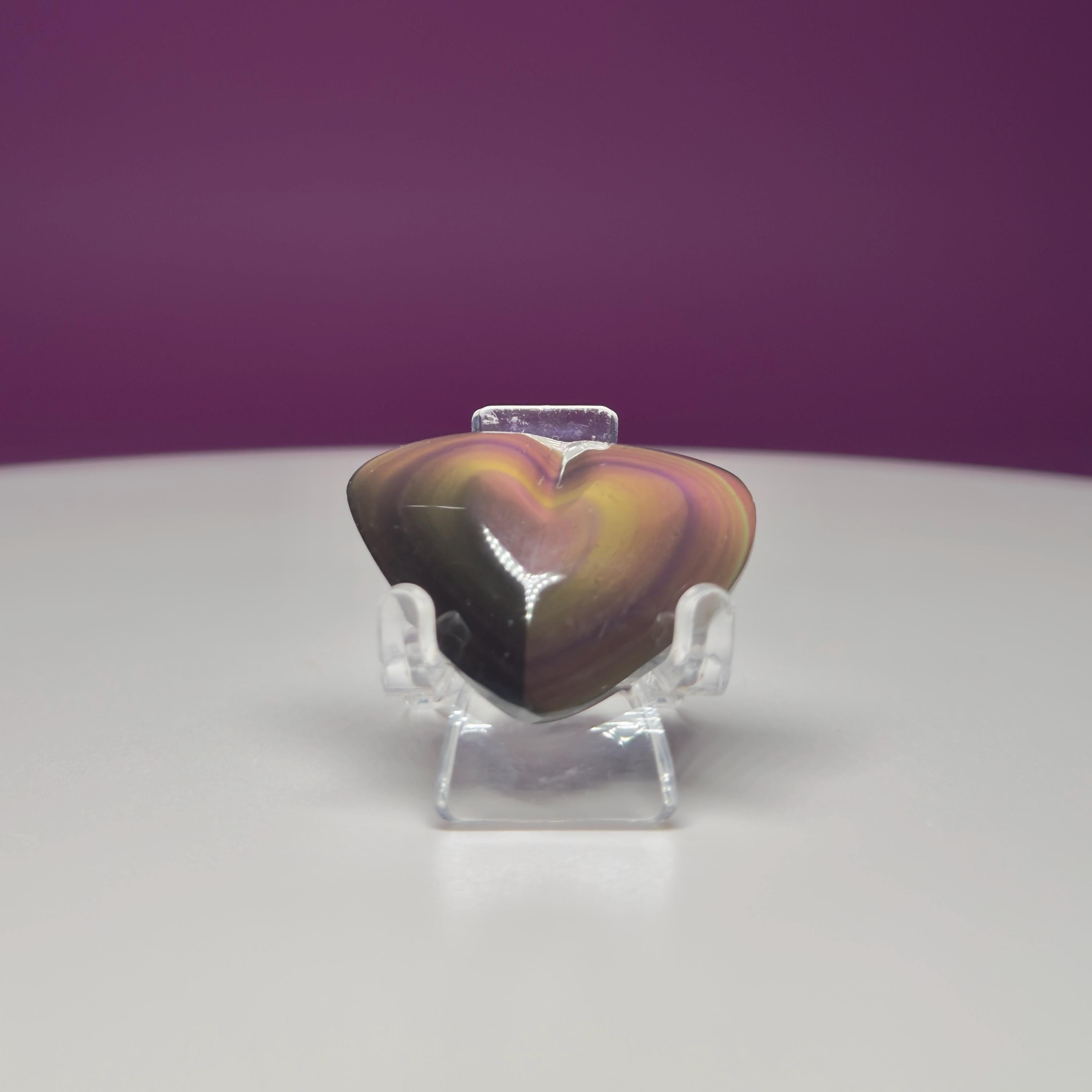 Mini Rainbow Obsidian Heart Carving (Mexico)