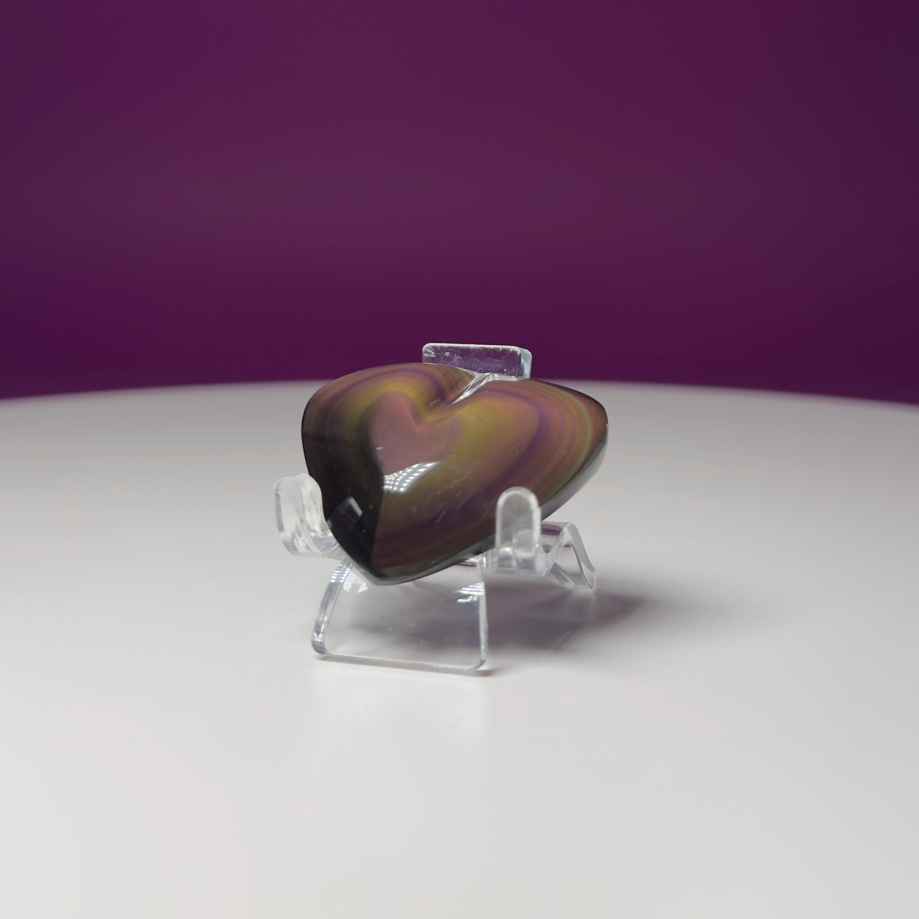 Mini Rainbow Obsidian Heart Carving (Mexico)