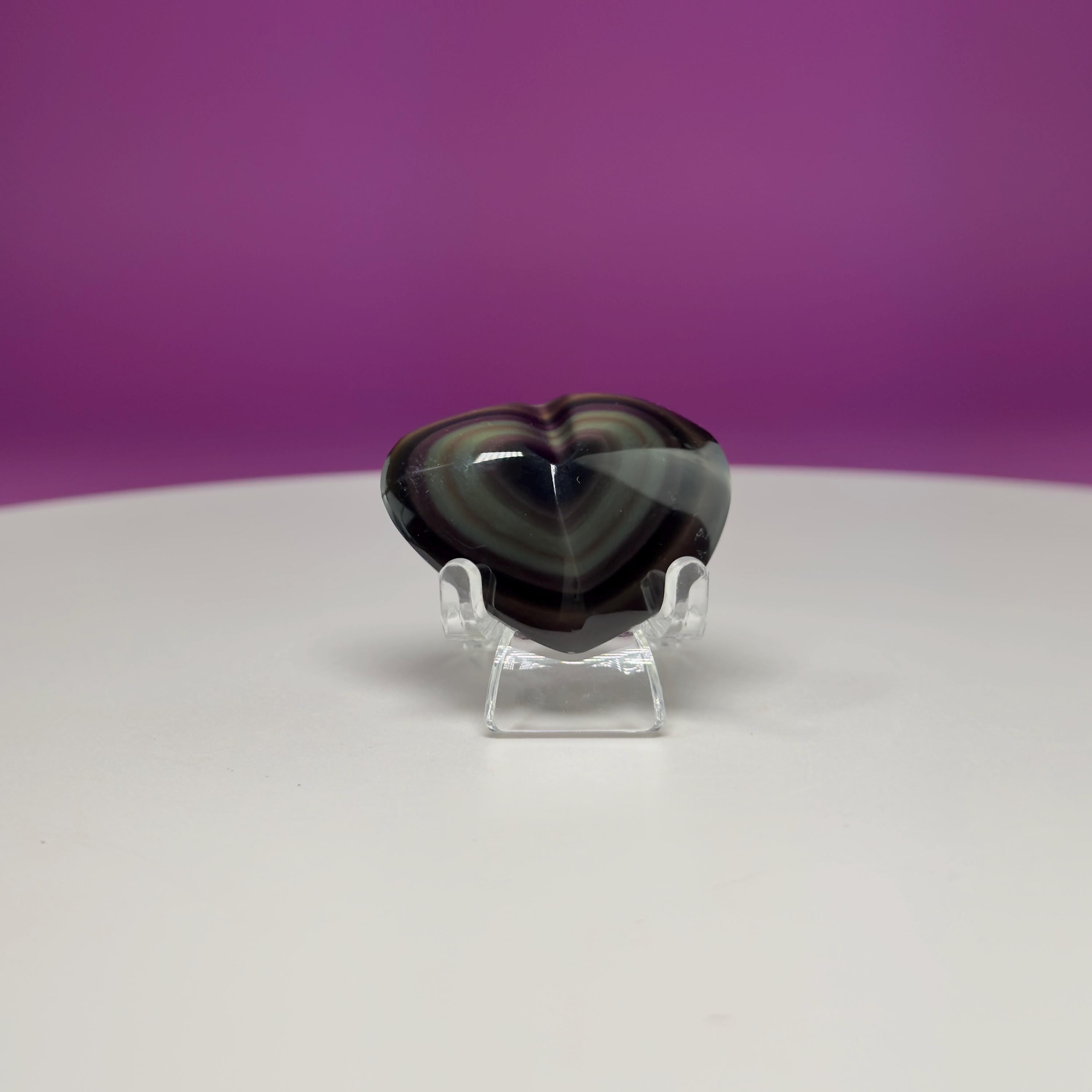 Mini Rainbow Obsidian Heart Carving (Mexico)