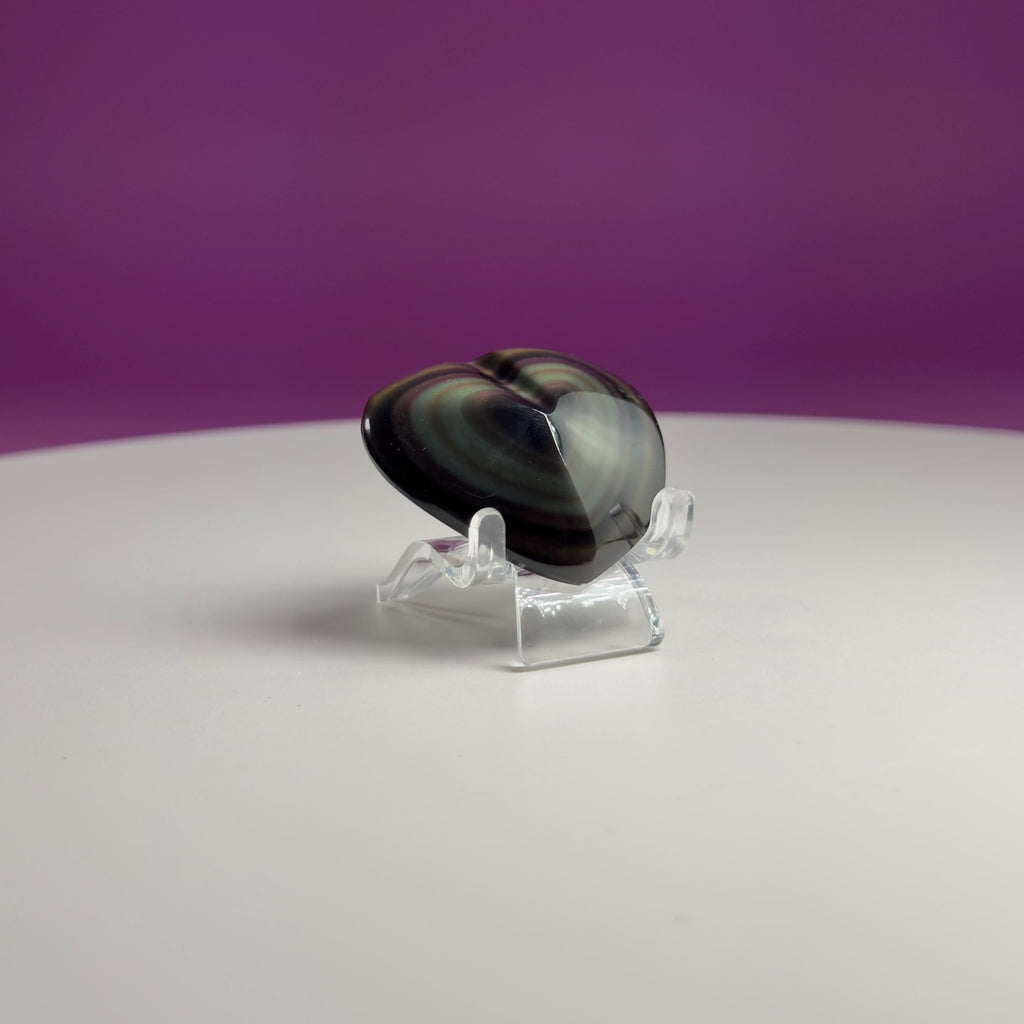 Mini Rainbow Obsidian Heart Carving (Mexico)