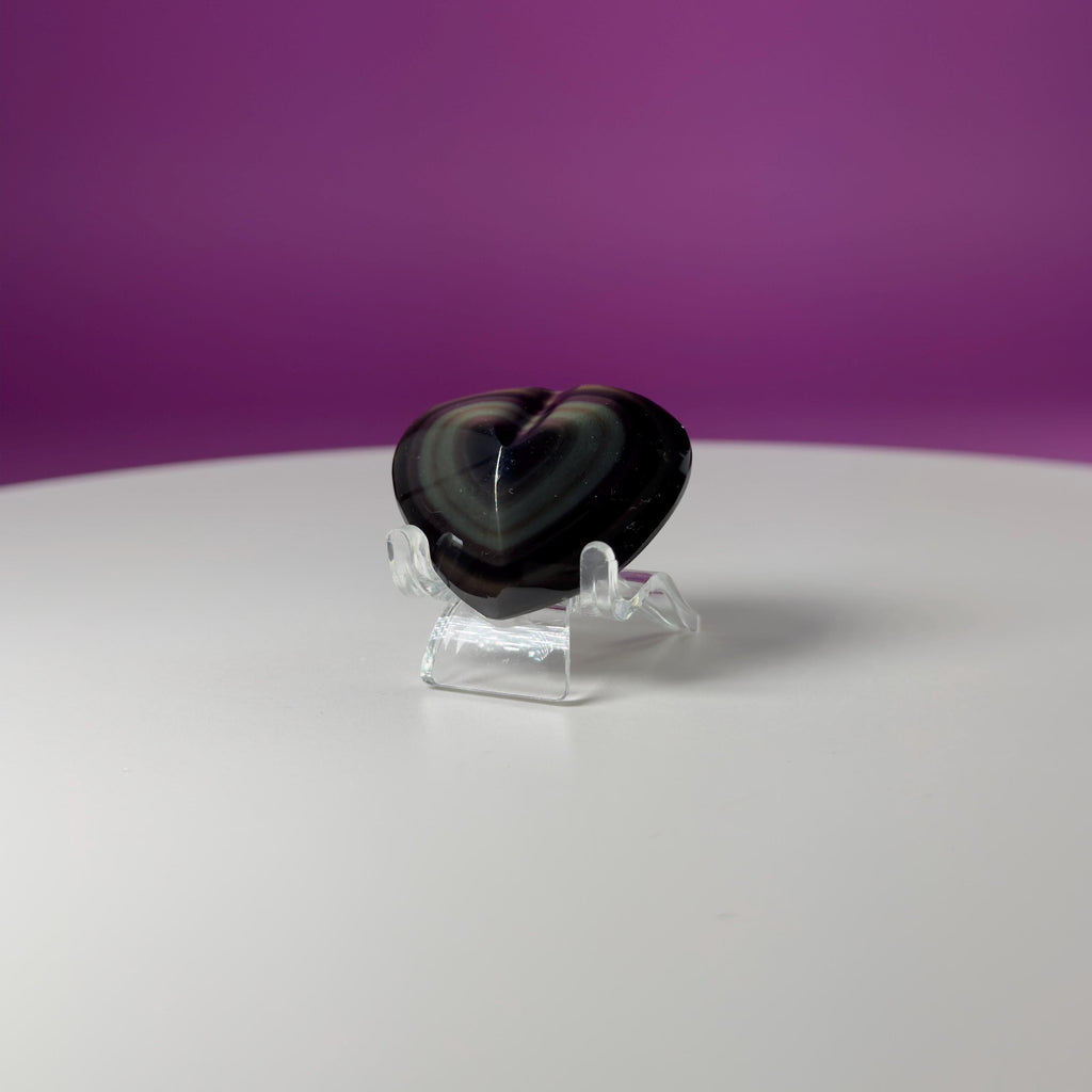 Mini Rainbow Obsidian Heart Carving (Mexico)