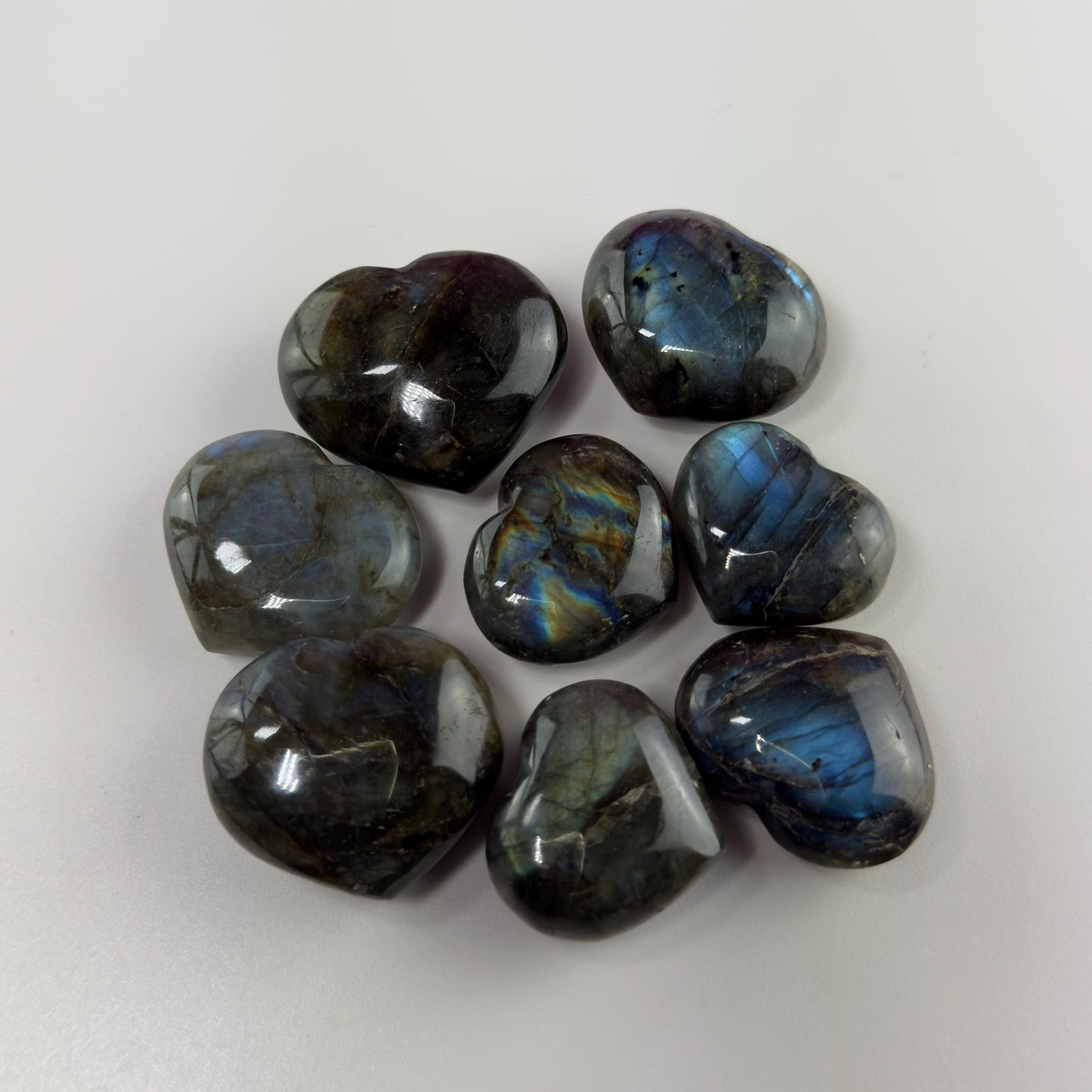 Mini Labradorite Heart Carving, Flashy Labradorite