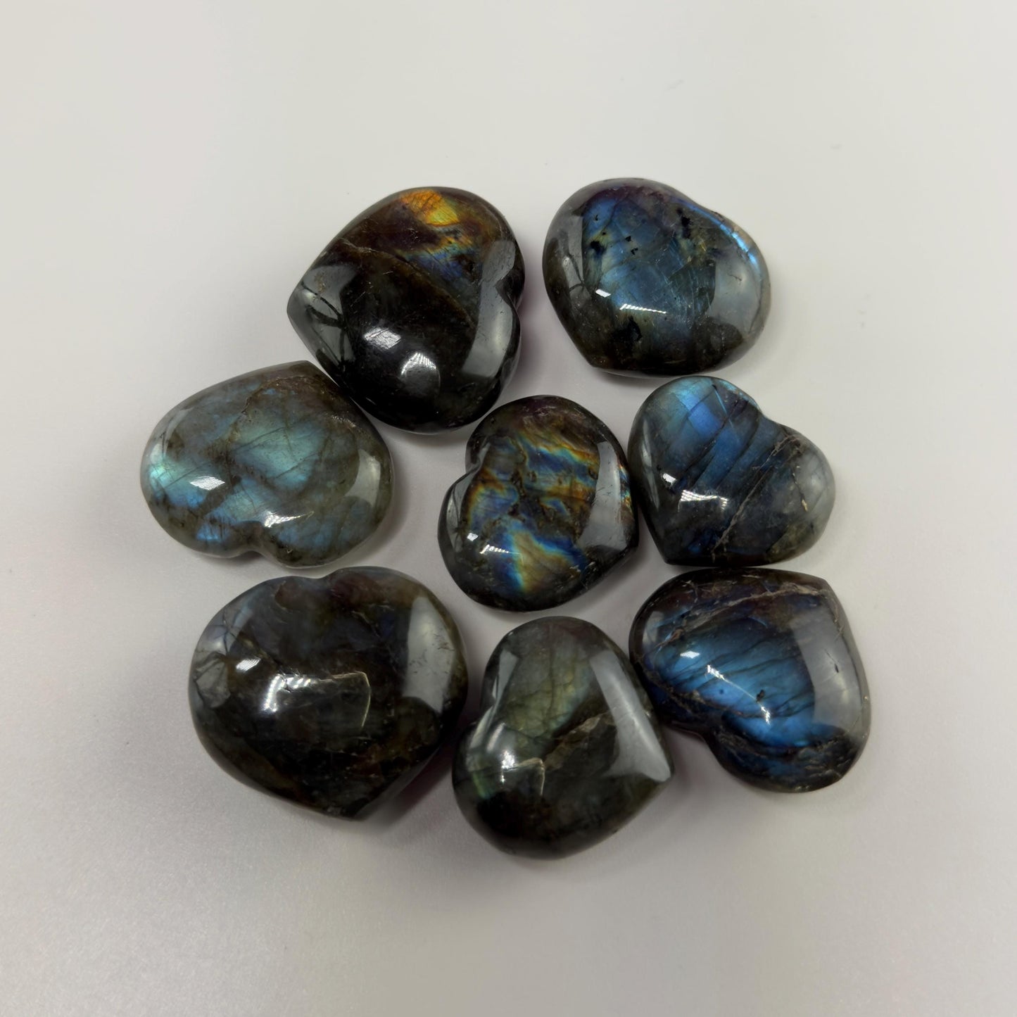 Mini Labradorite Heart Carving, Flashy Labradorite