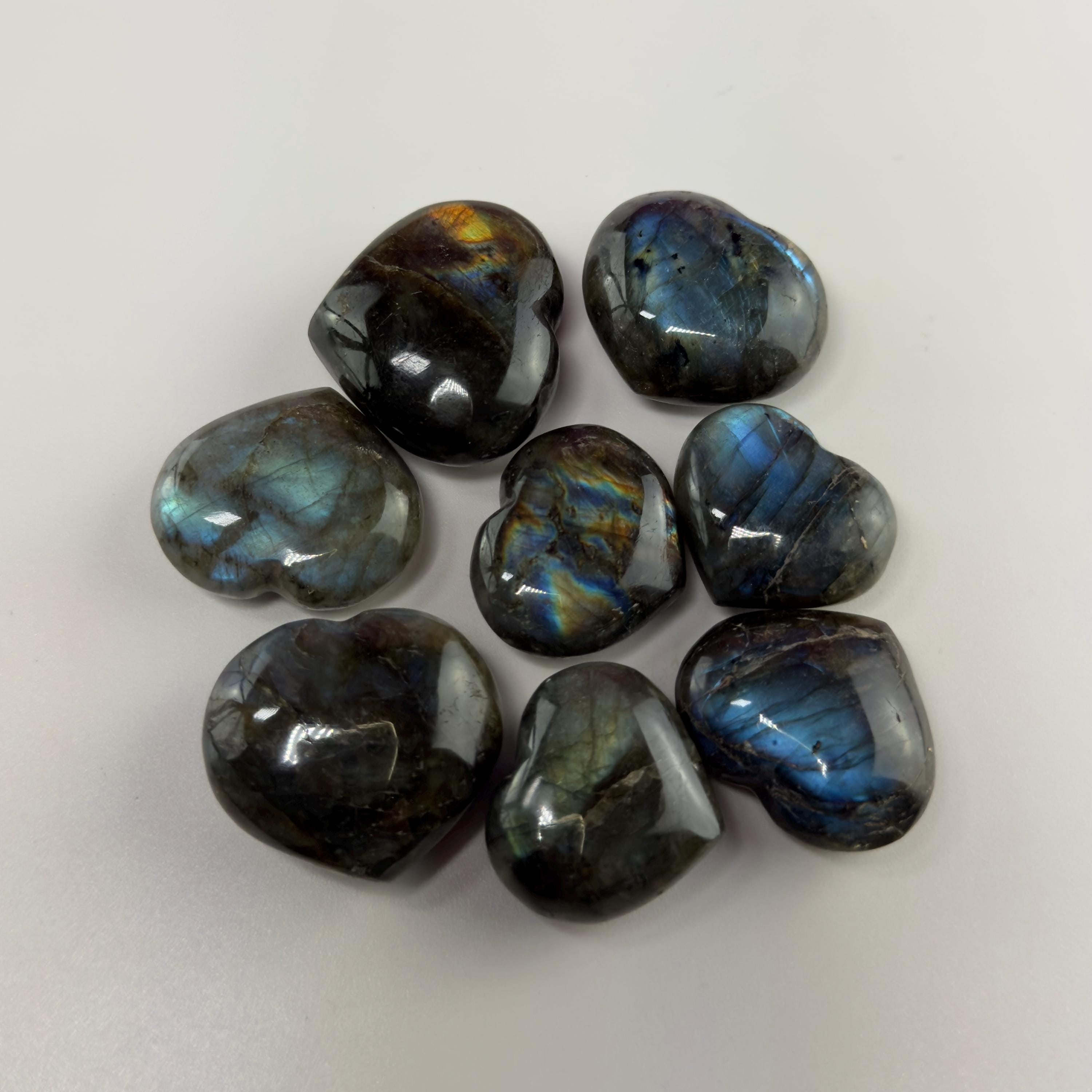Mini Labradorite Heart Carving, Flashy Labradorite