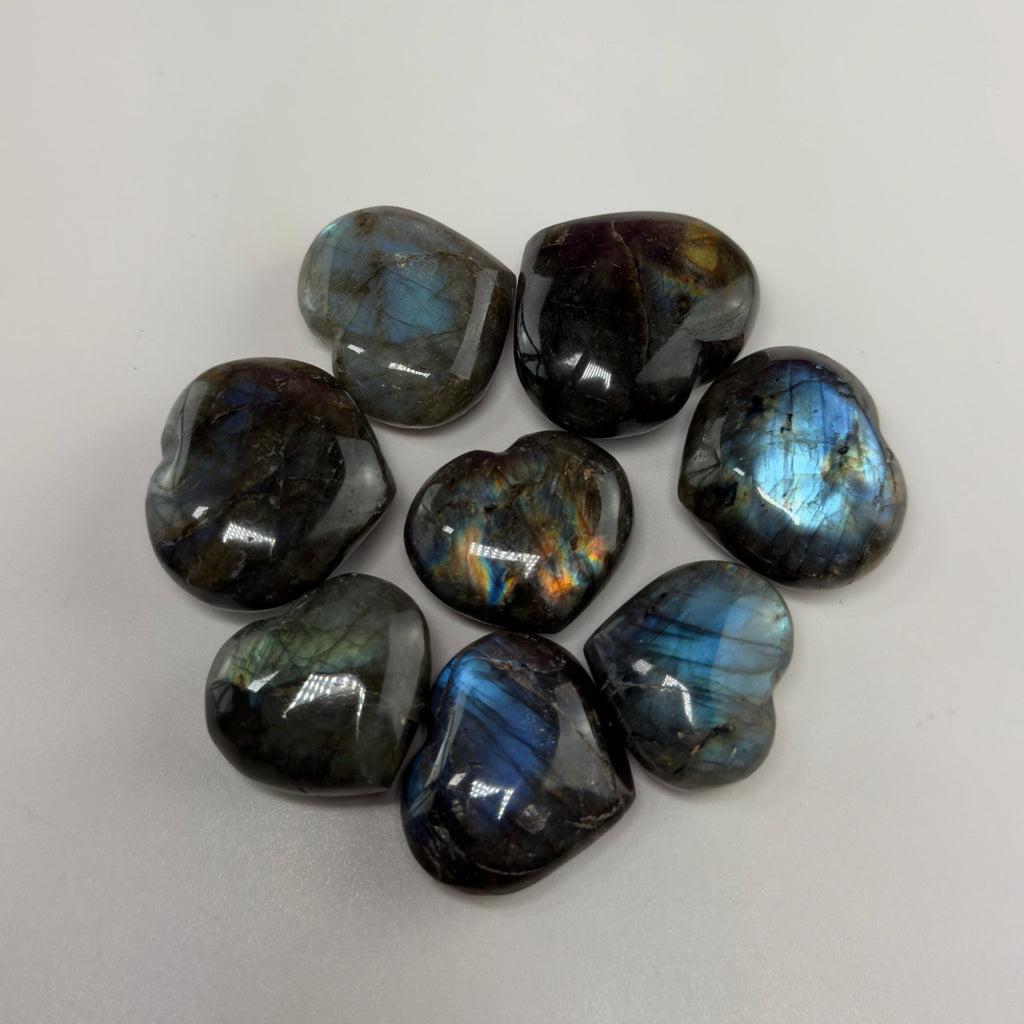 Mini Labradorite Heart Carving, Flashy Labradorite