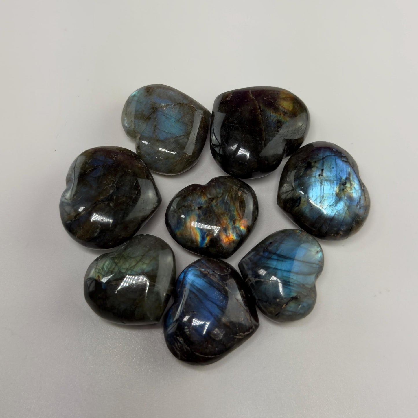 Mini Labradorite Heart Carving, Flashy Labradorite