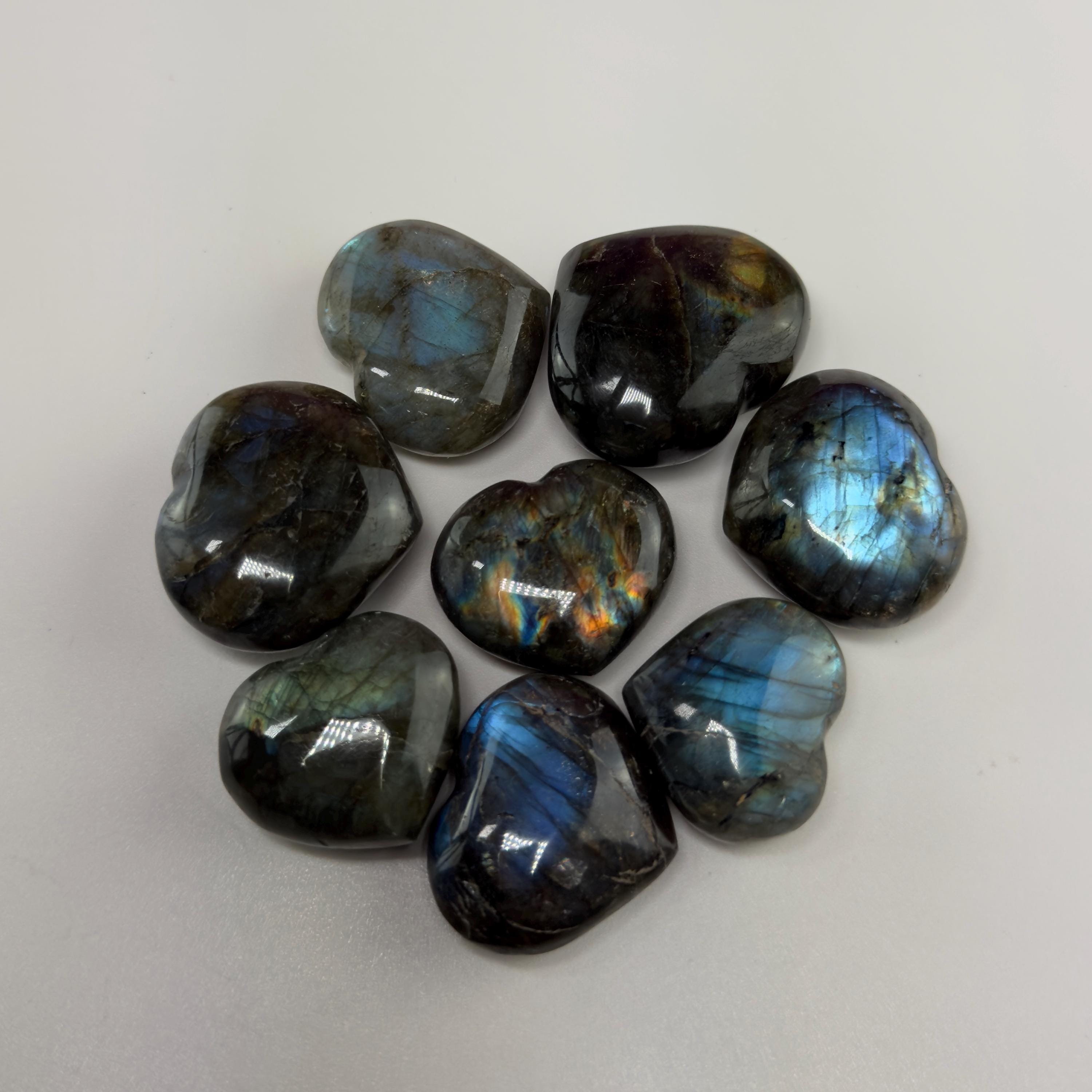 Mini Labradorite Heart Carving, Flashy Labradorite