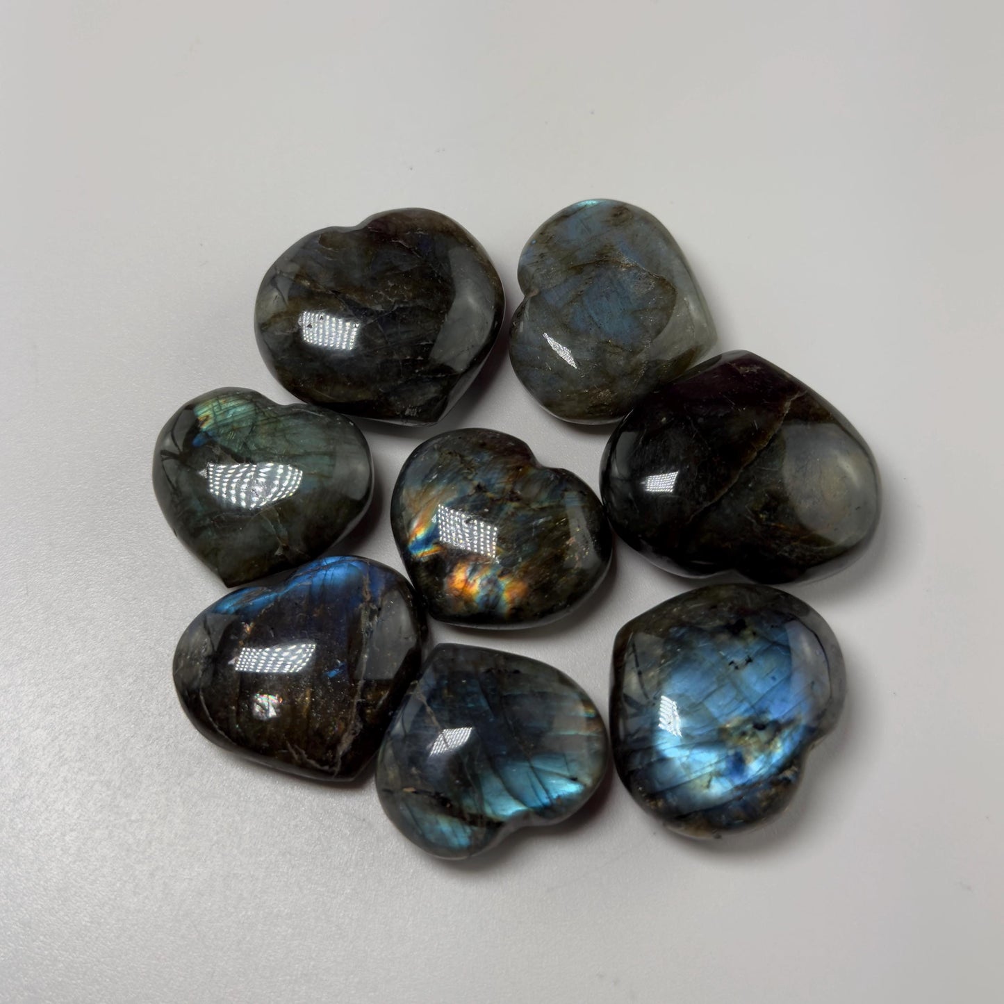 Mini Labradorite Heart Carving, Flashy Labradorite