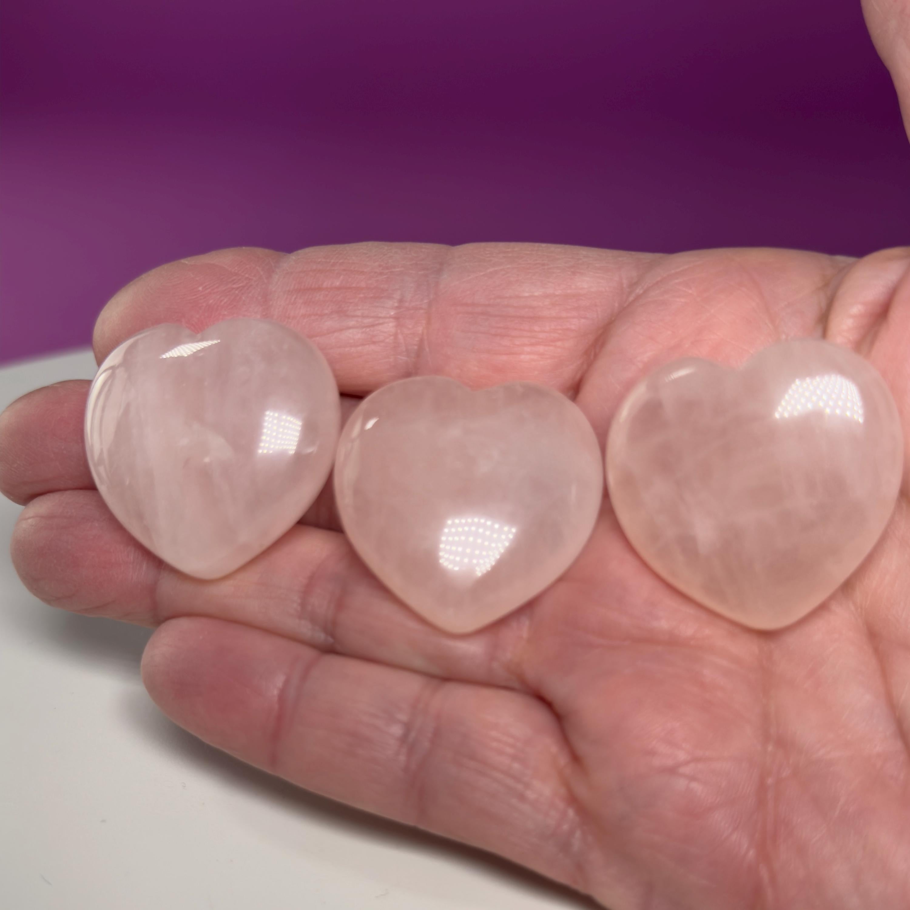 Mini Rose Quartz Heart Carving