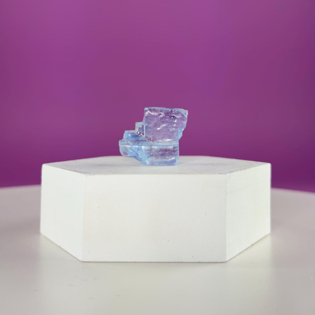 Mini Blue Halite Specimen | Rare Natural Blue Crystal | Display Stand Included