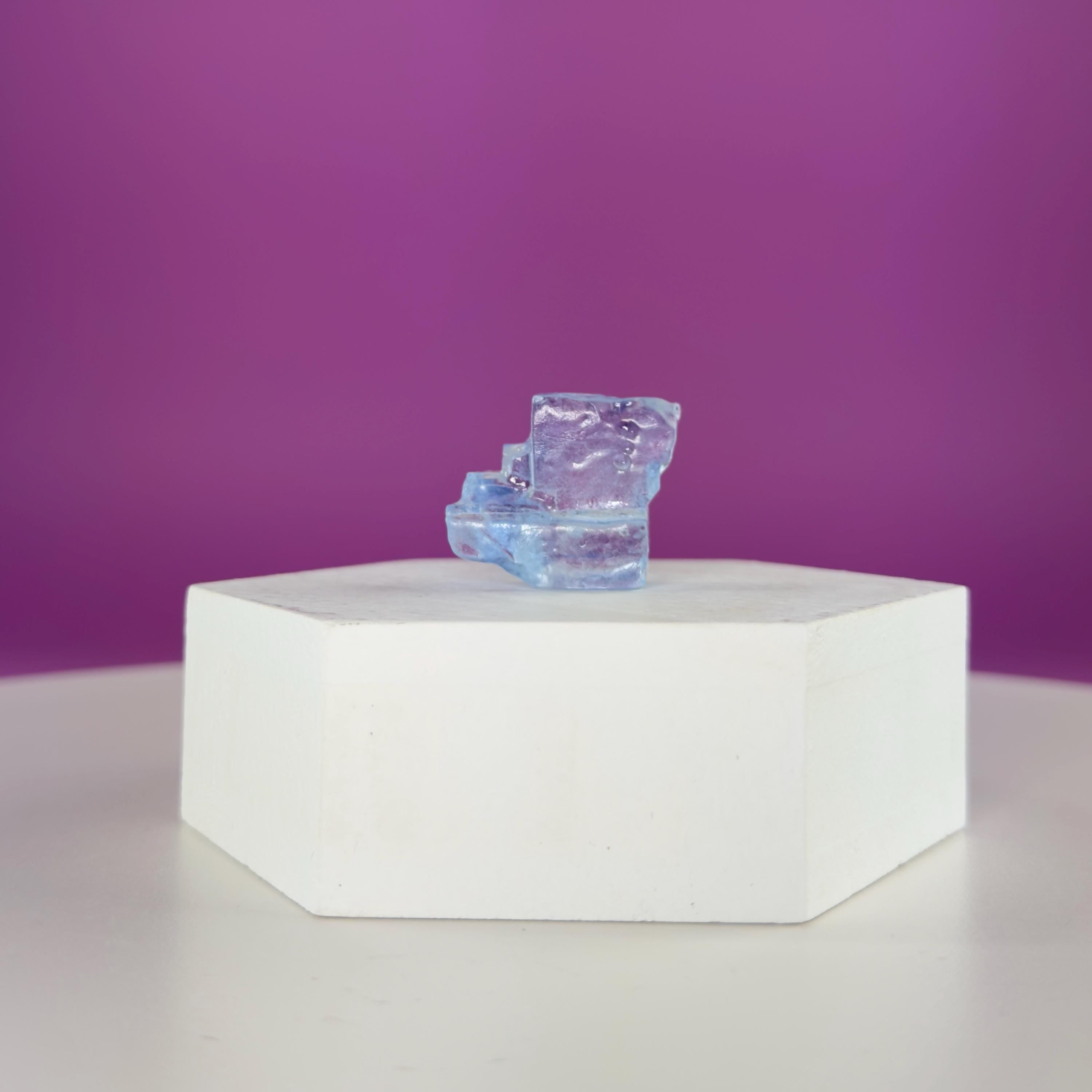 Mini Blue Halite Specimen | Rare Natural Blue Crystal | Display Stand Included