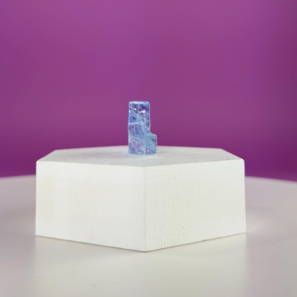 Mini Blue Halite Specimen | Rare Natural Blue Crystal | Display Stand Included