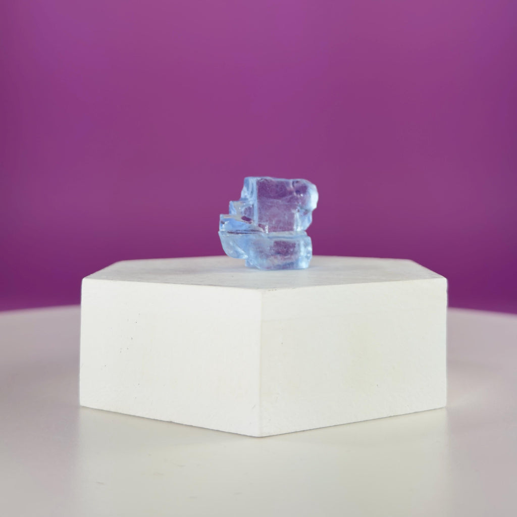 Mini Blue Halite Specimen | Rare Natural Blue Crystal | Display Stand Included