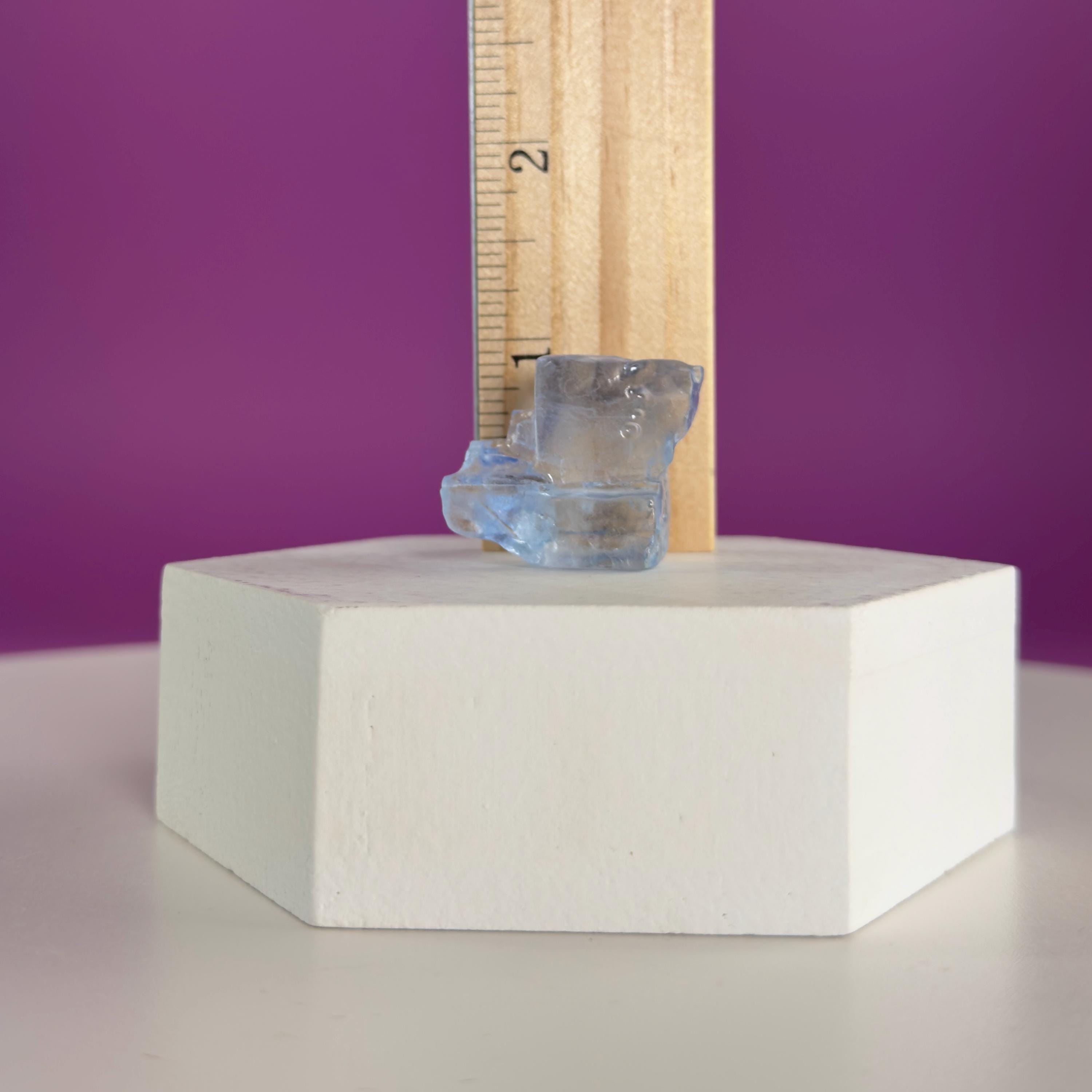Mini Blue Halite Specimen | Rare Natural Blue Crystal | Display Stand Included