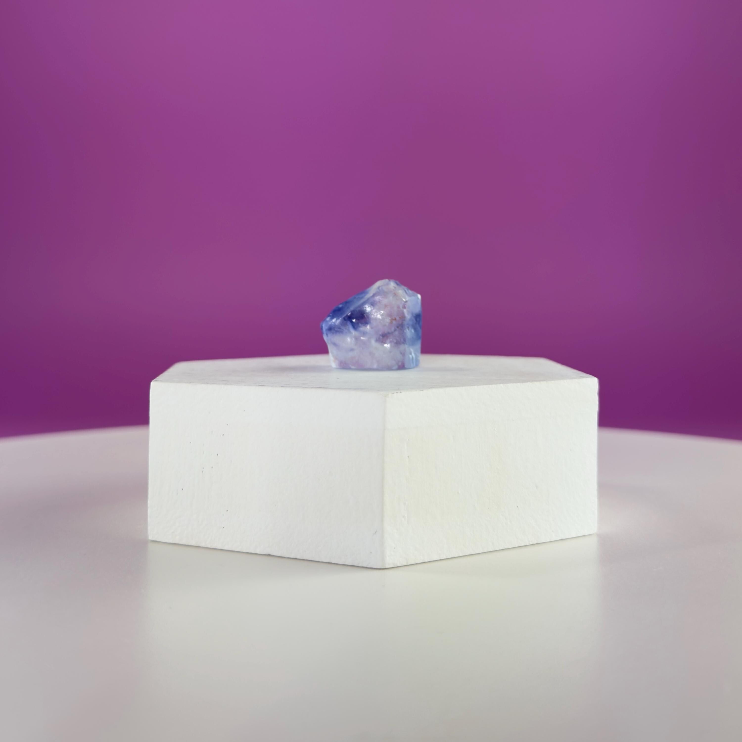 Mini Blue Halite Specimen | Rare Natural Blue Crystal (Includes Display Stand)
