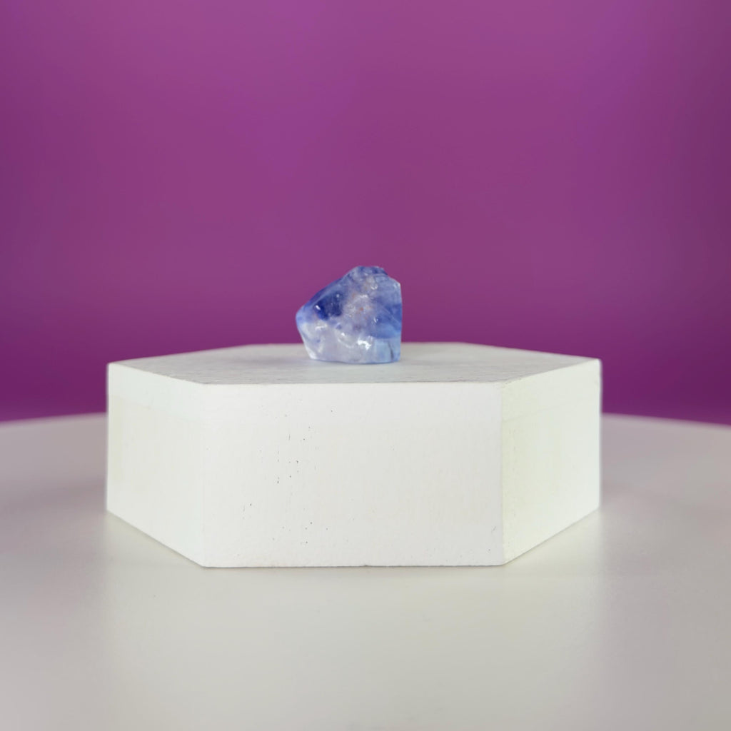 Mini Blue Halite Specimen | Rare Natural Blue Crystal (Includes Display Stand)