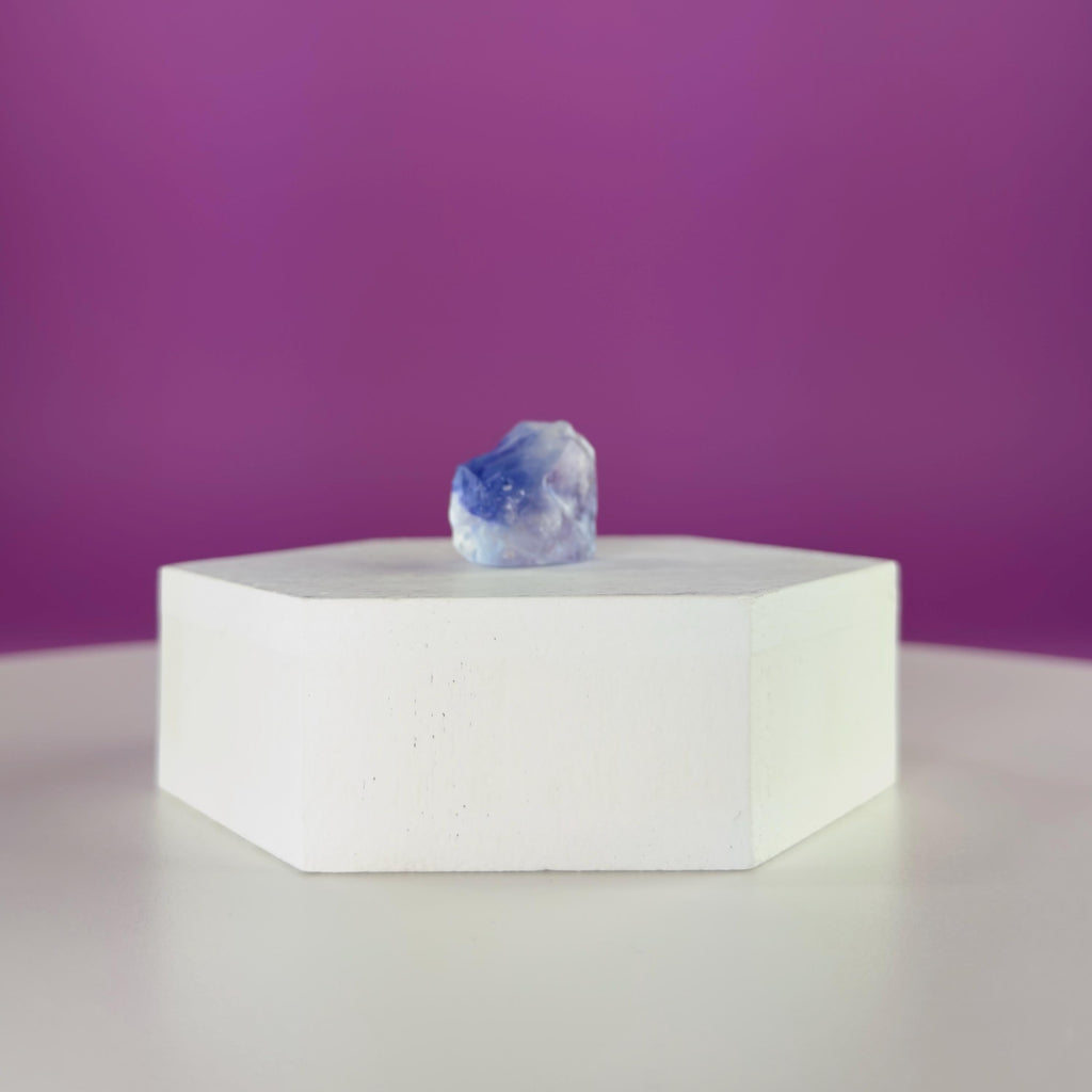 Mini Blue Halite Specimen | Rare Natural Blue Crystal (Includes Display Stand)