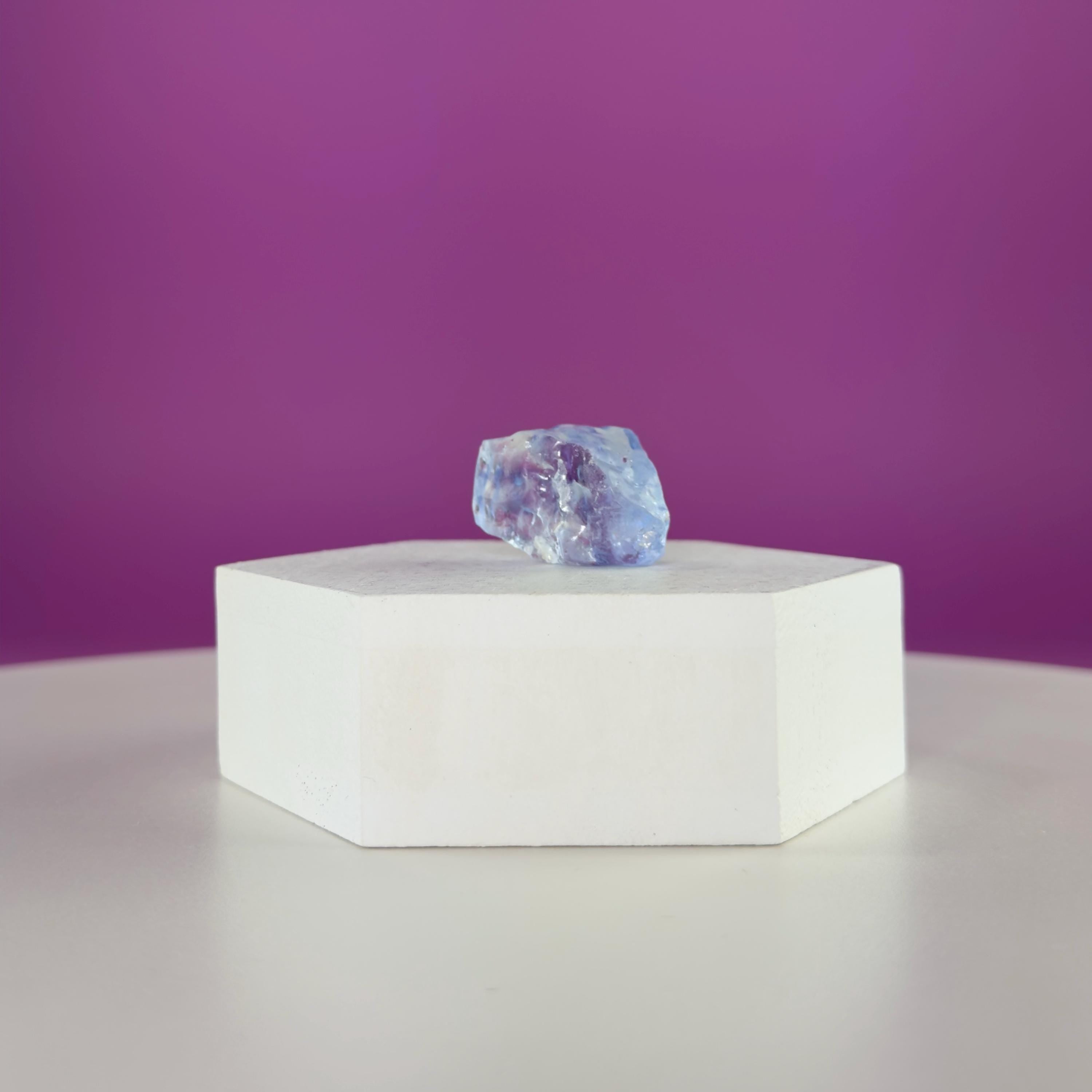 Mini Blue Halite Specimen | Rare Natural Blue Crystal | Display Stand Included
