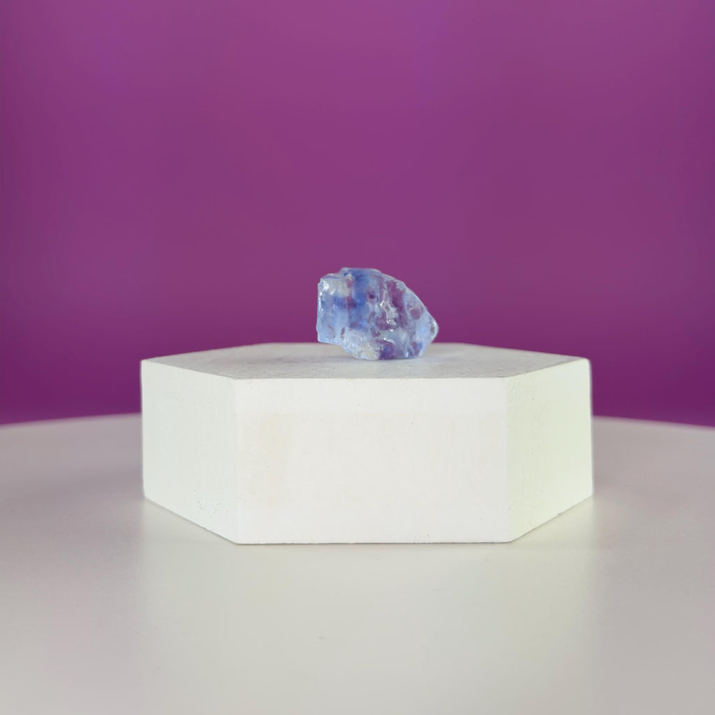 Mini Blue Halite Specimen | Rare Natural Blue Crystal | Display Stand Included