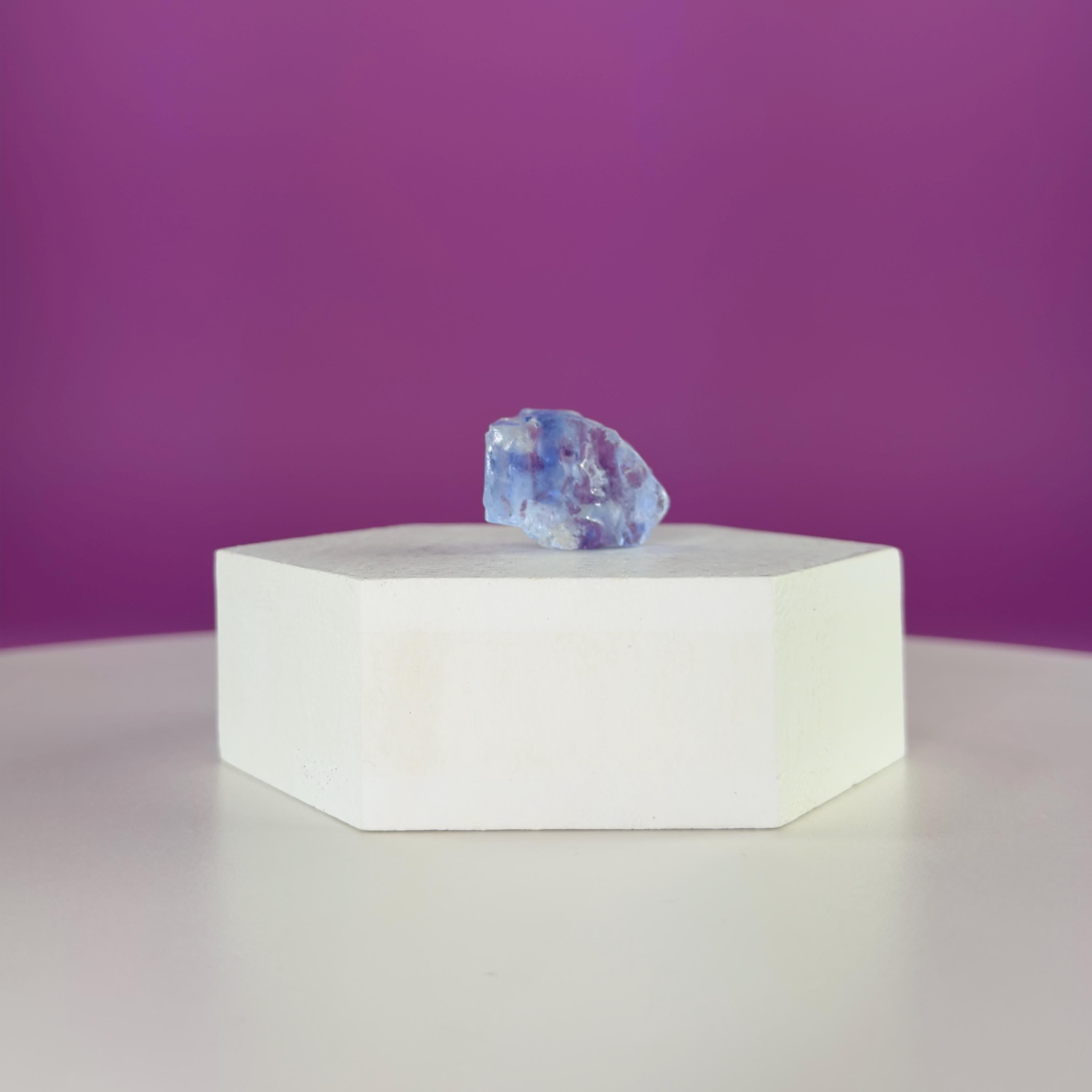 Mini Blue Halite Specimen | Rare Natural Blue Crystal | Display Stand Included