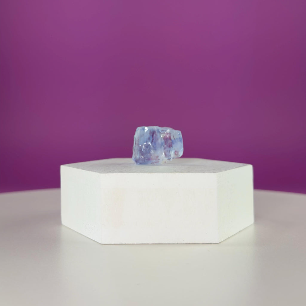Mini Blue Halite Specimen | Rare Natural Blue Crystal | Display Stand Included