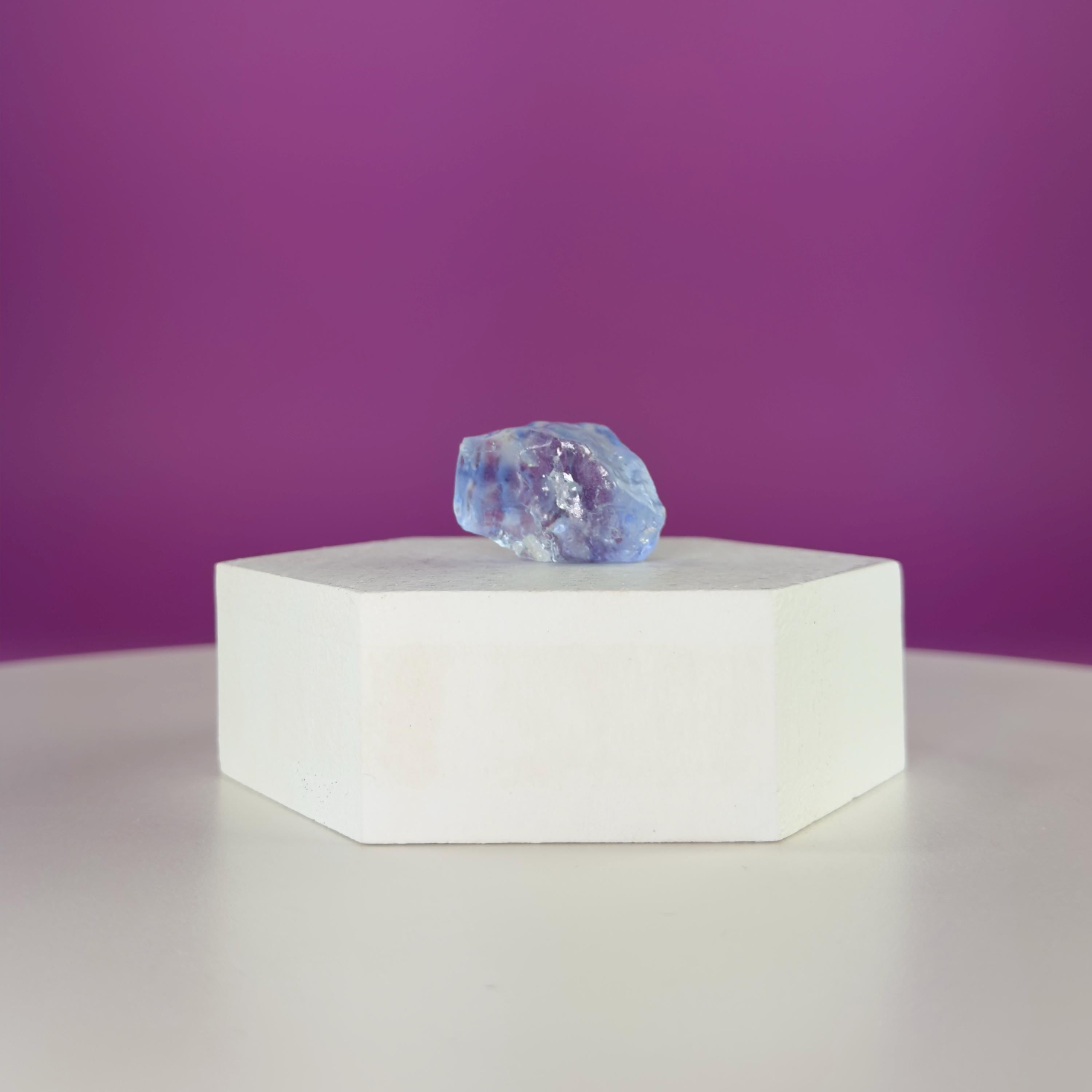 Mini Blue Halite Specimen | Rare Natural Blue Crystal | Display Stand Included
