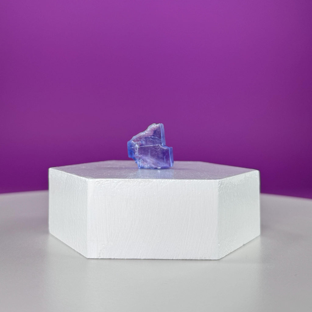 Mini Blue Halite Specimen | Rare Natural Blue Crystal (Includes Display Stand)