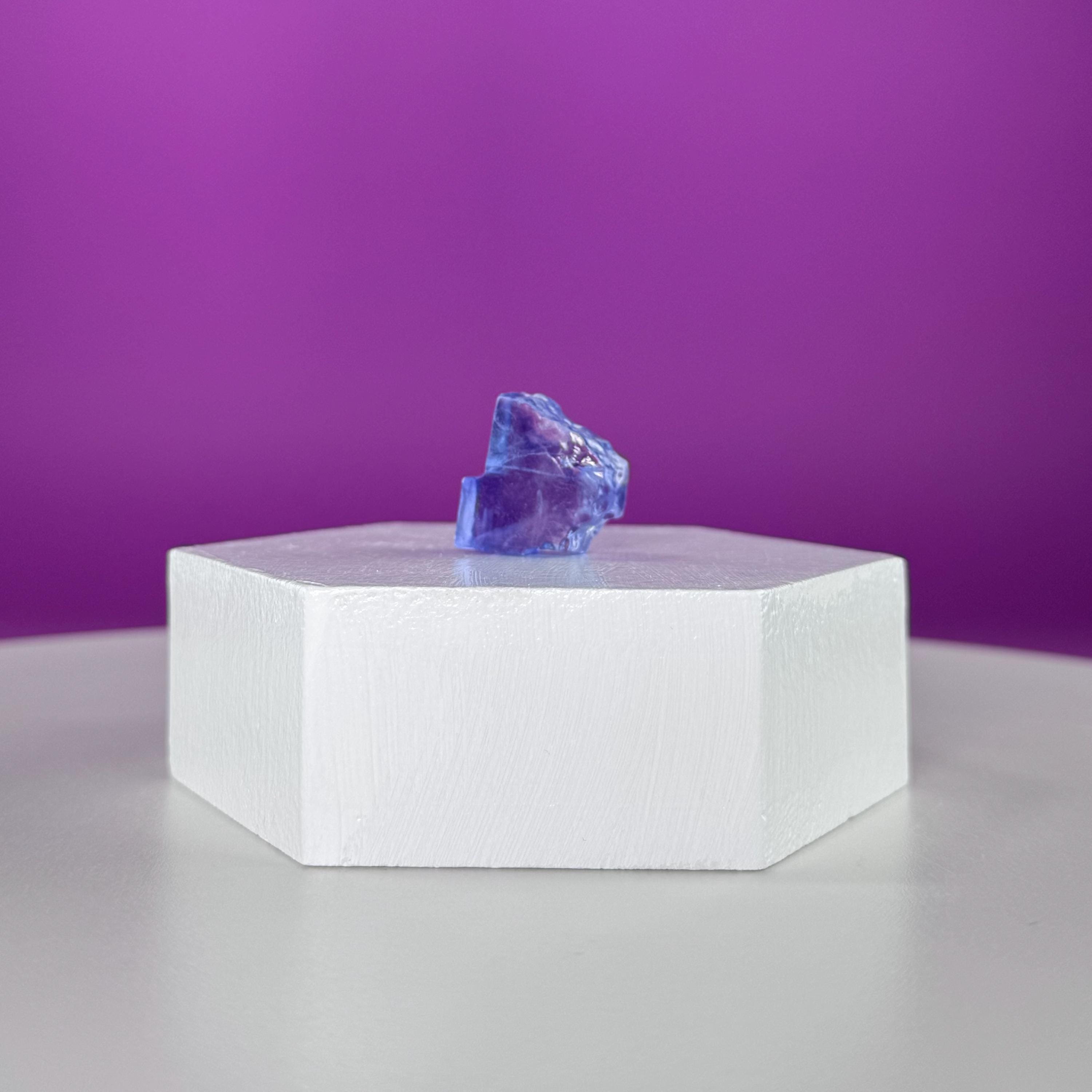 Mini Blue Halite Specimen | Rare Natural Blue Crystal (Includes Display Stand)
