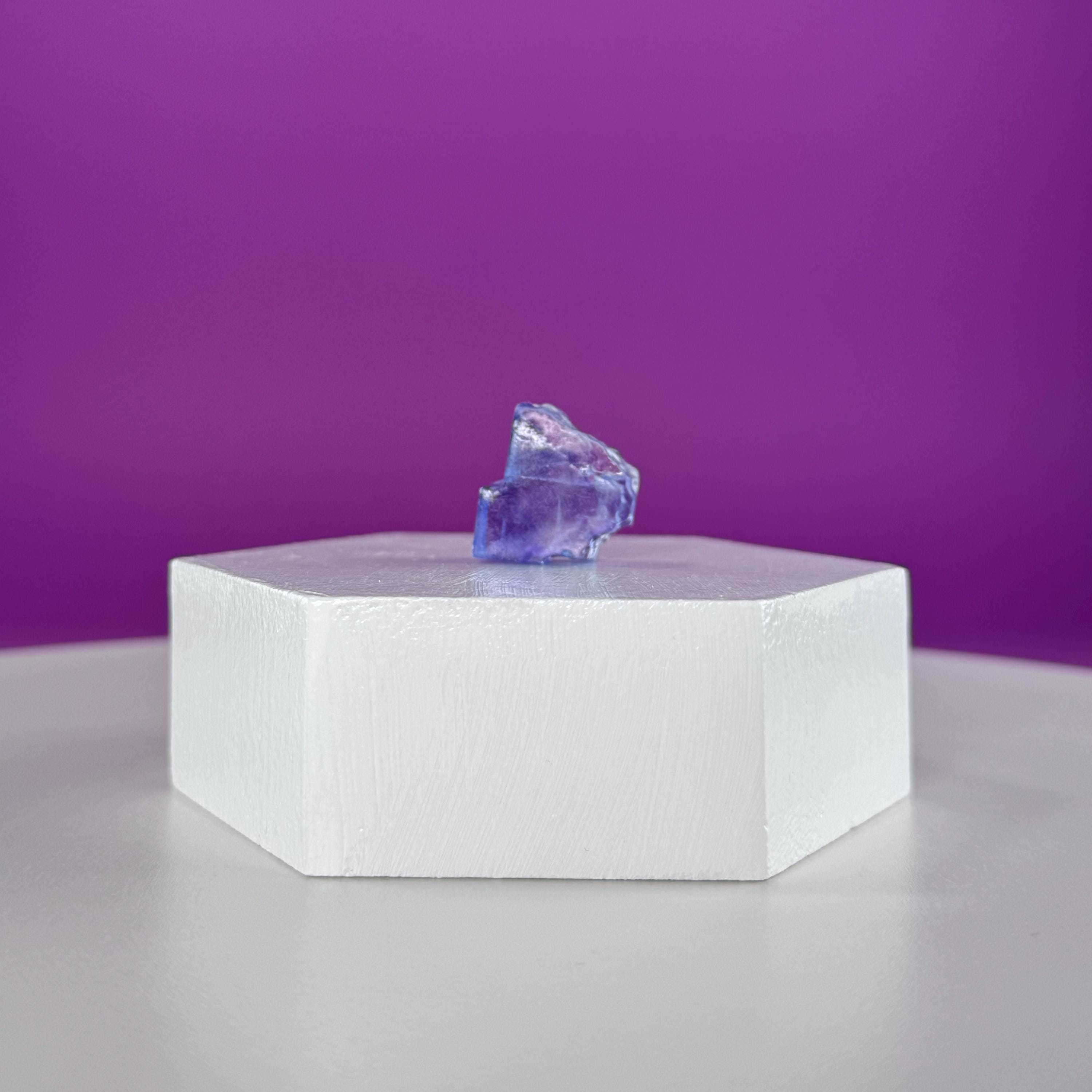Mini Blue Halite Specimen | Rare Natural Blue Crystal (Includes Display Stand)