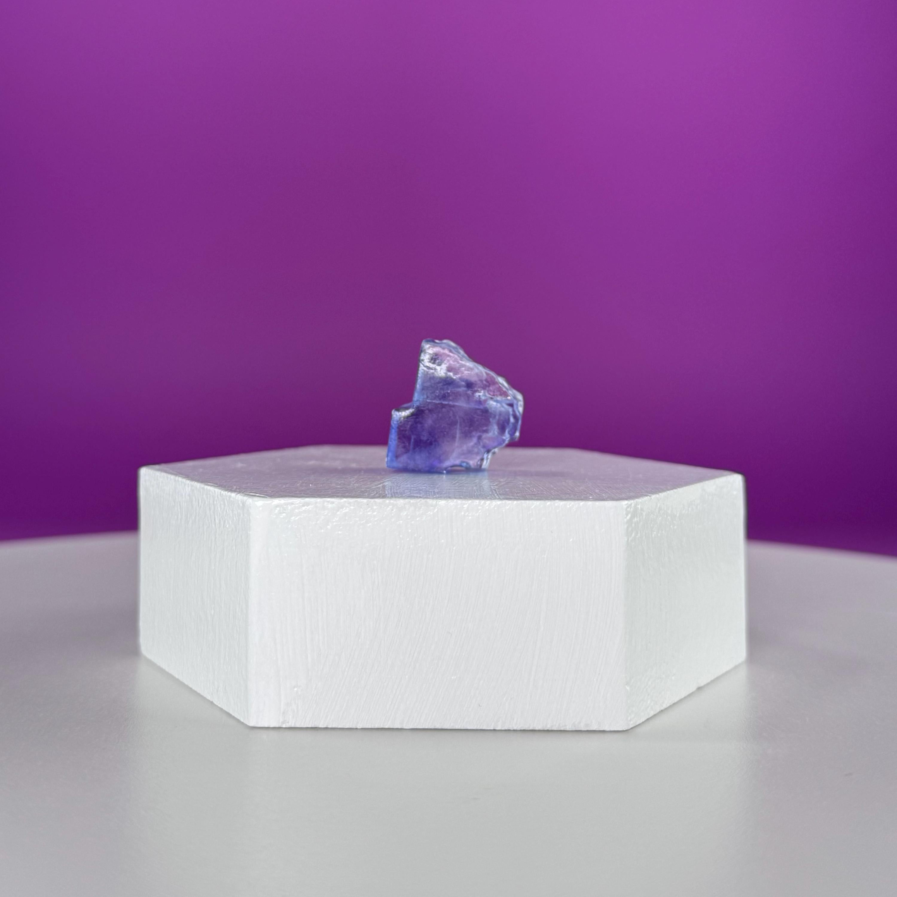 Mini Blue Halite Specimen | Rare Natural Blue Crystal (Includes Display Stand)