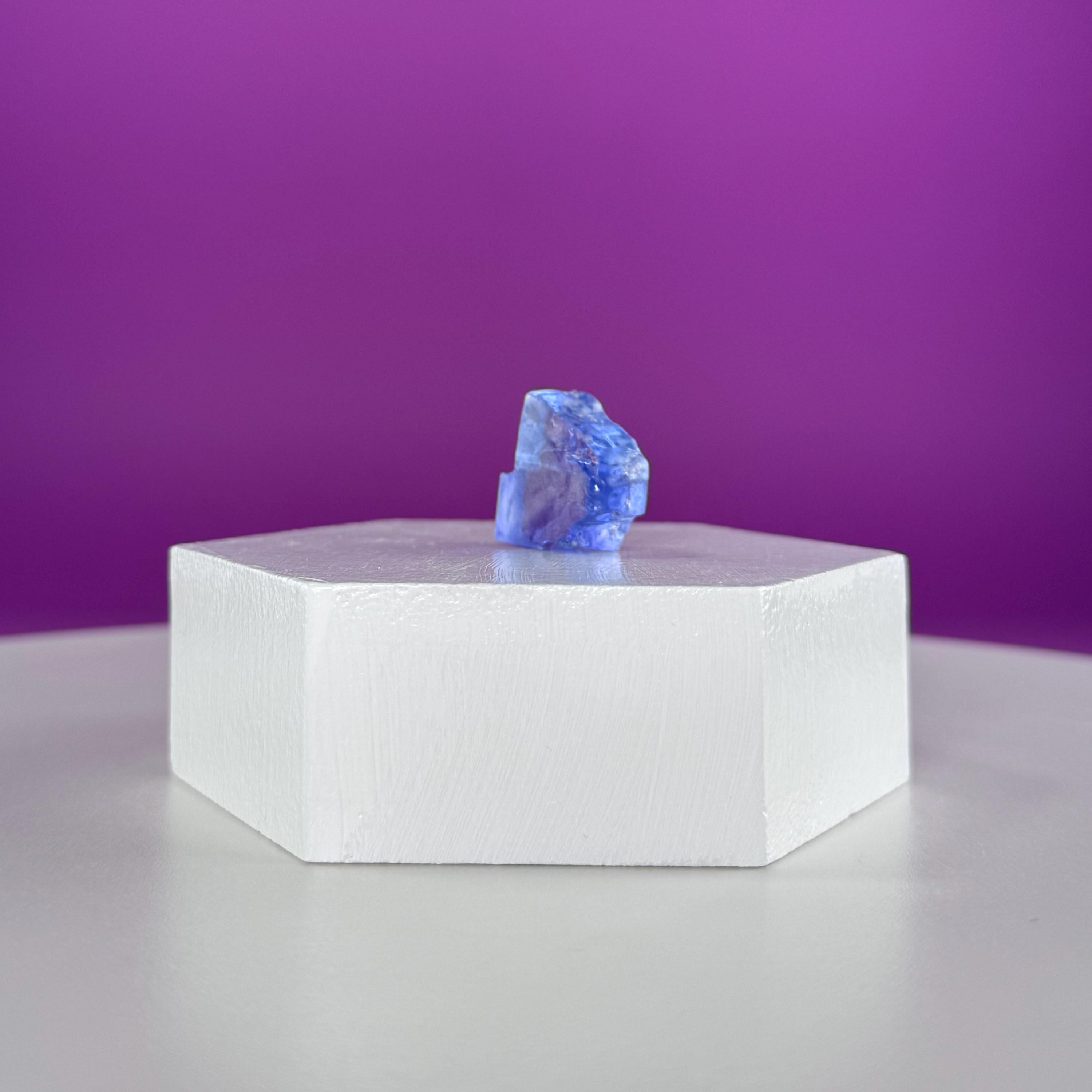 Mini Blue Halite Specimen | Rare Natural Blue Crystal (Includes Display Stand)