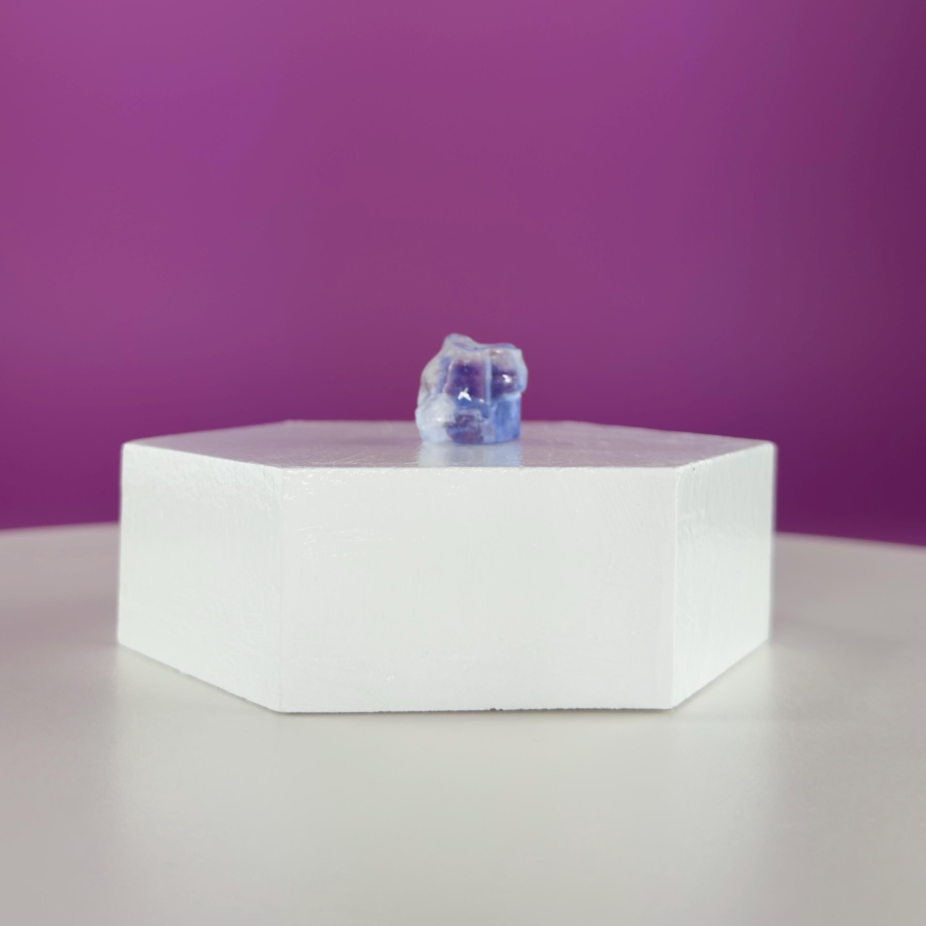 Mini Blue Halite Specimen | Rare Natural Blue Crystal (Includes Display Stand)
