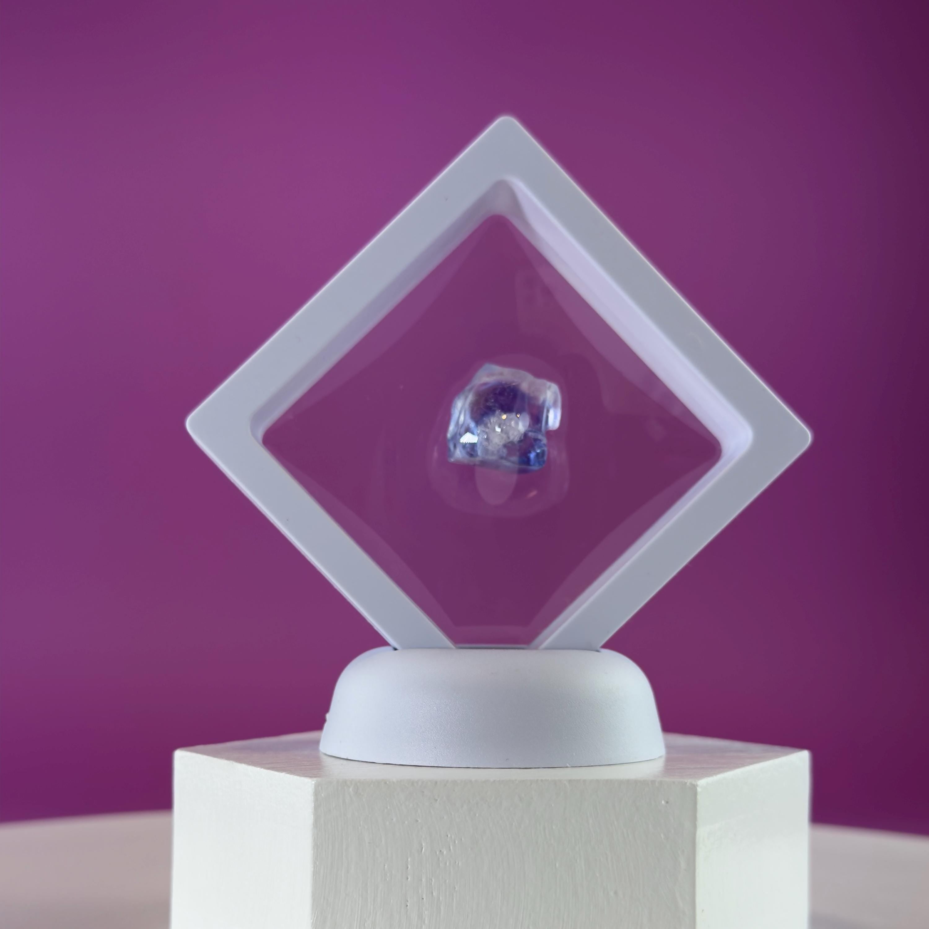 Mini Blue Halite Specimen | Rare Natural Blue Crystal (Includes Display Stand)