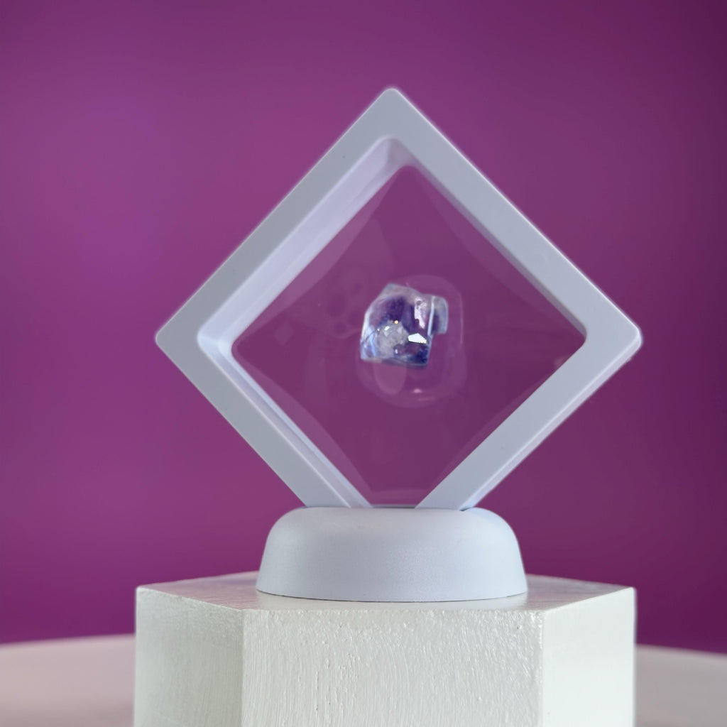 Mini Blue Halite Specimen | Rare Natural Blue Crystal (Includes Display Stand)