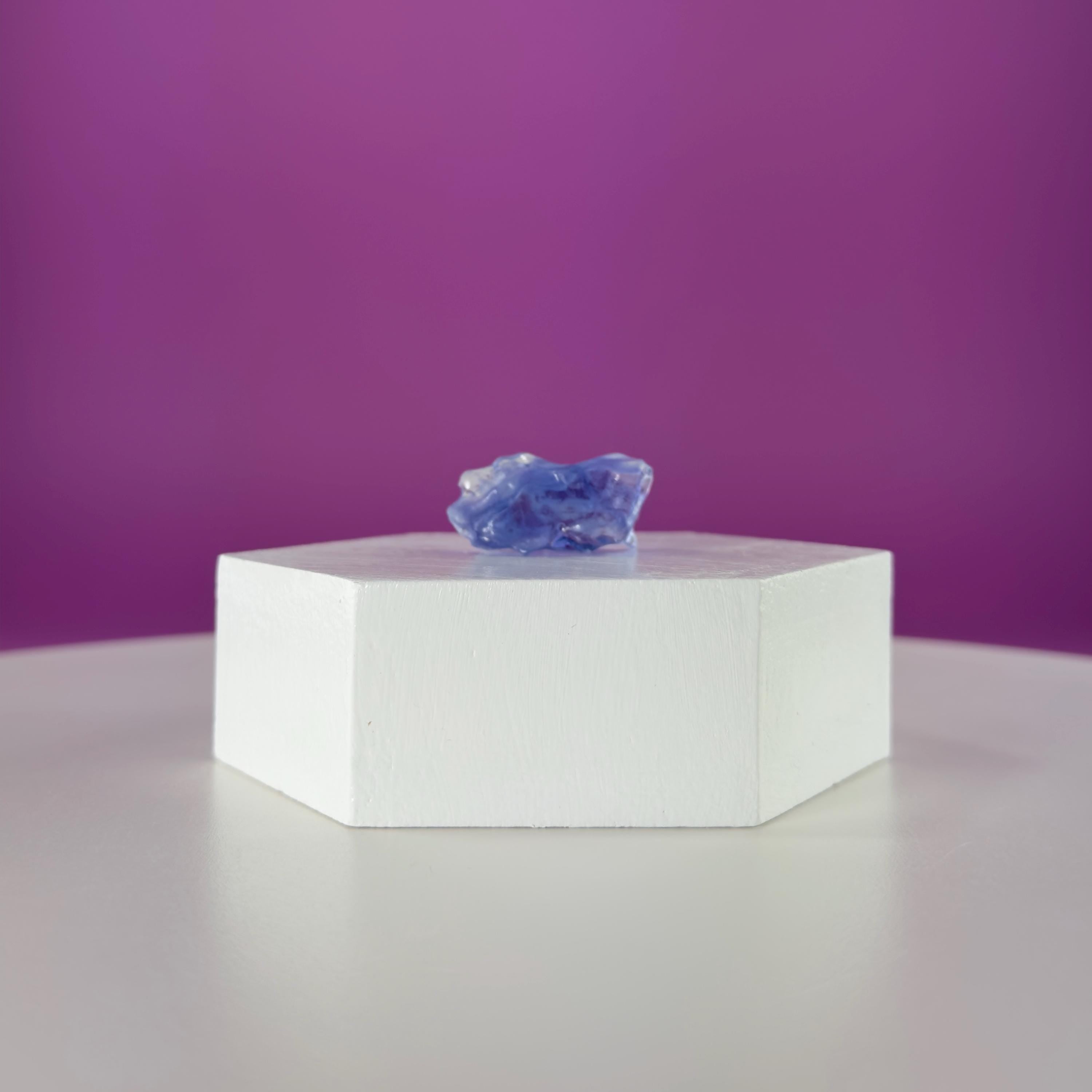 Mini Blue Halite Specimen | Rare Natural Blue Crystal (Includes Display Stand)