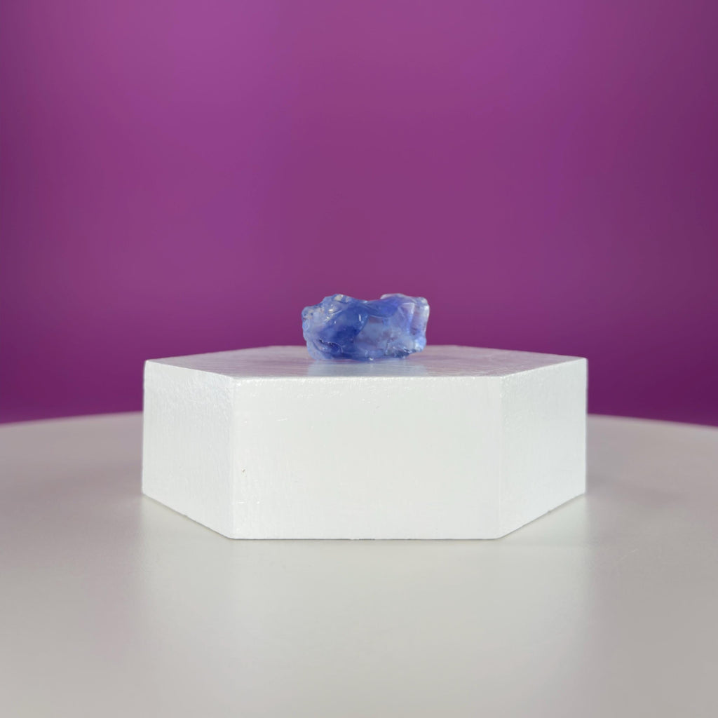 Mini Blue Halite Specimen | Rare Natural Blue Crystal (Includes Display Stand)