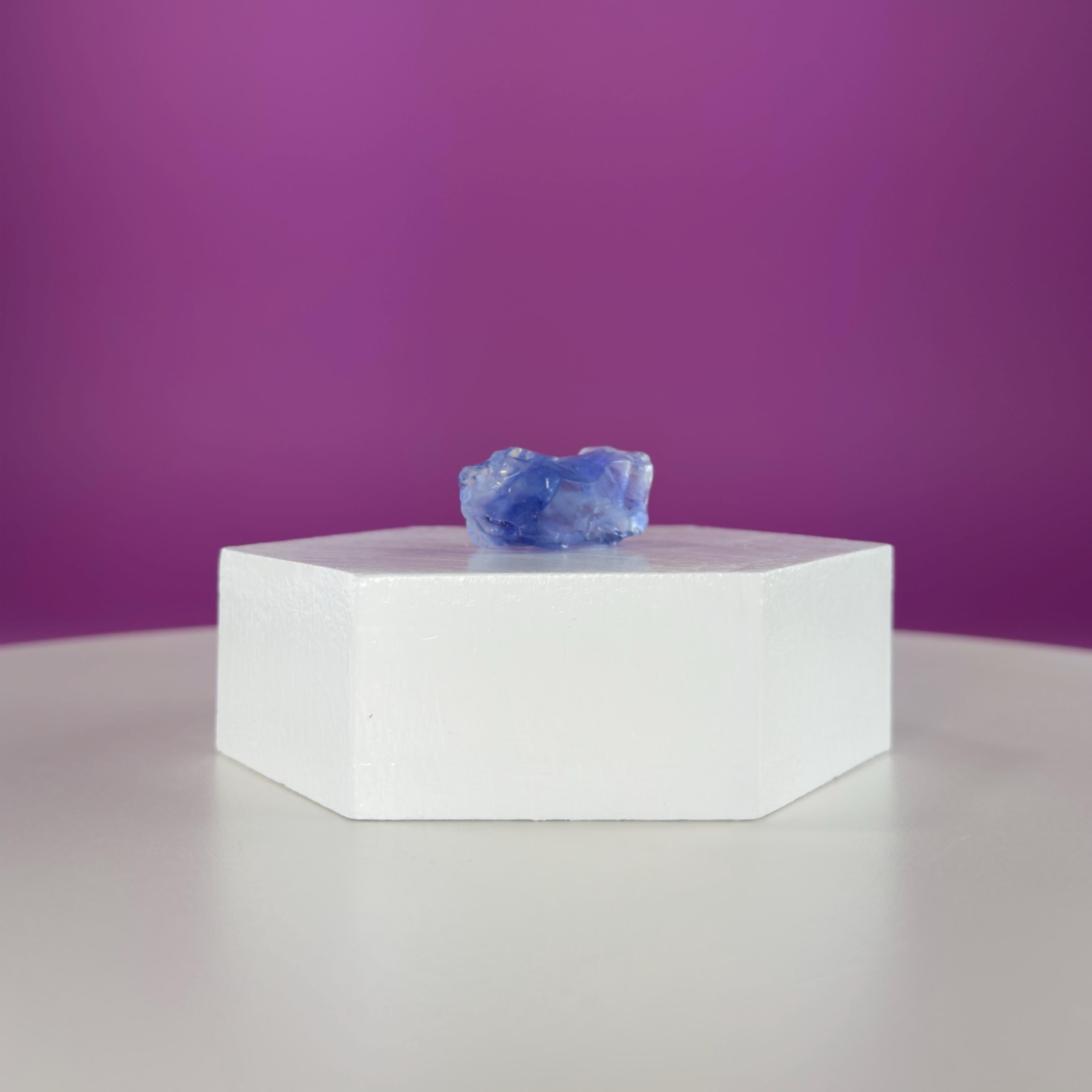 Mini Blue Halite Specimen | Rare Natural Blue Crystal (Includes Display Stand)