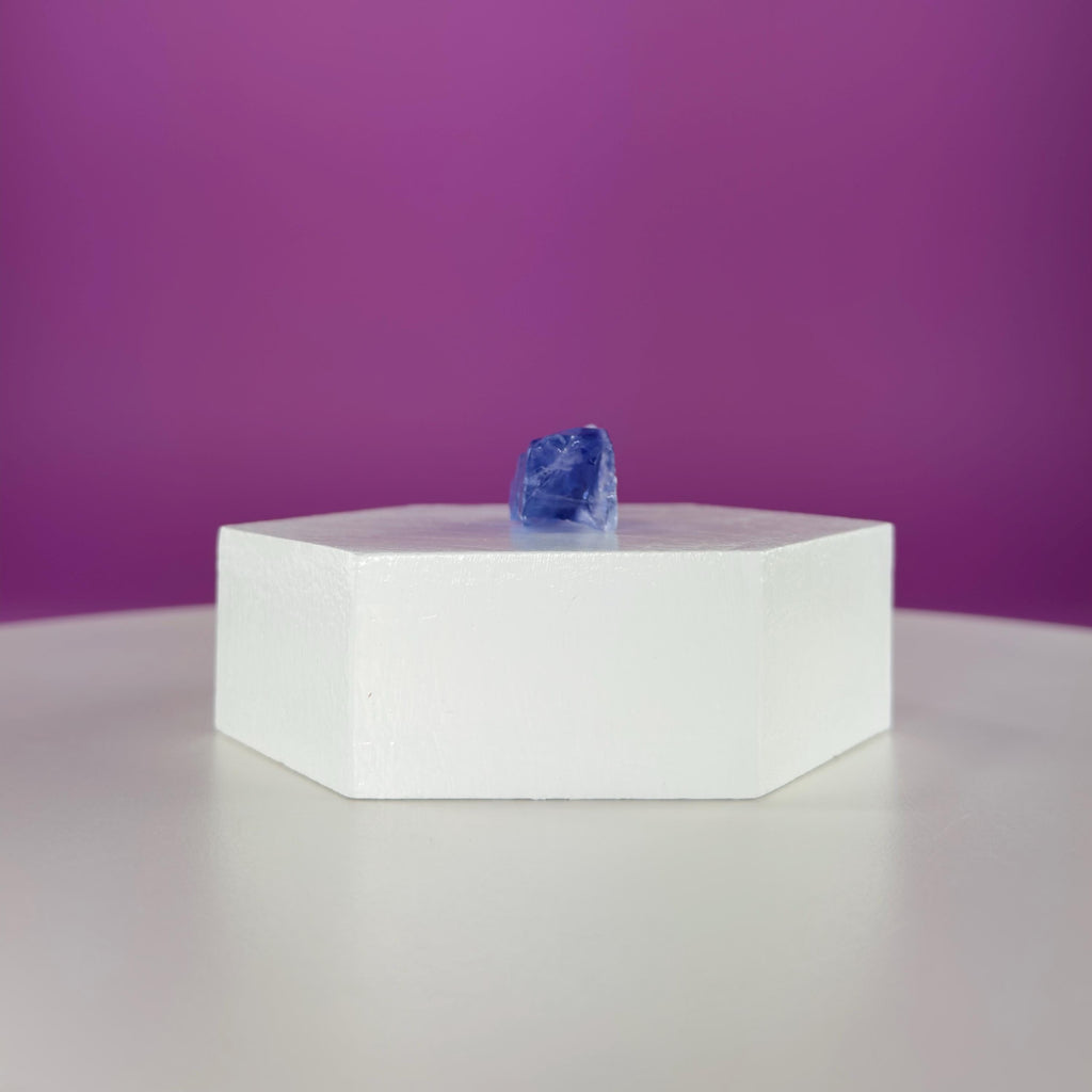 Mini Blue Halite Specimen | Rare Natural Blue Crystal (Includes Display Stand)