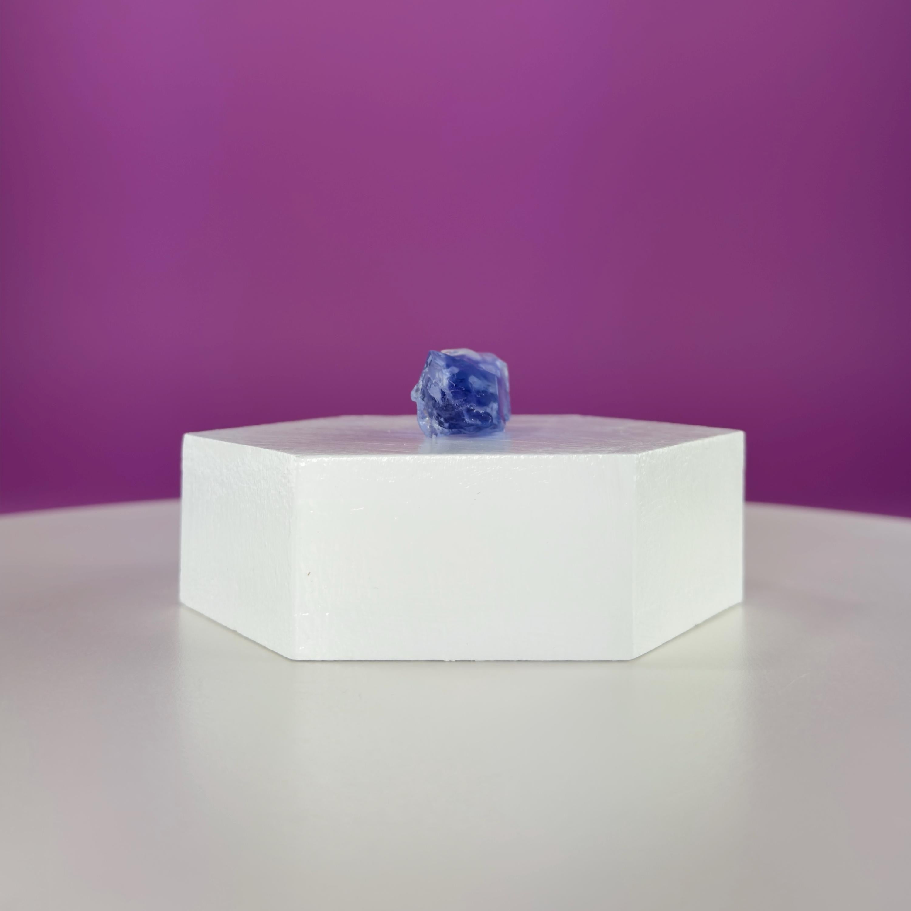 Mini Blue Halite Specimen | Rare Natural Blue Crystal (Includes Display Stand)