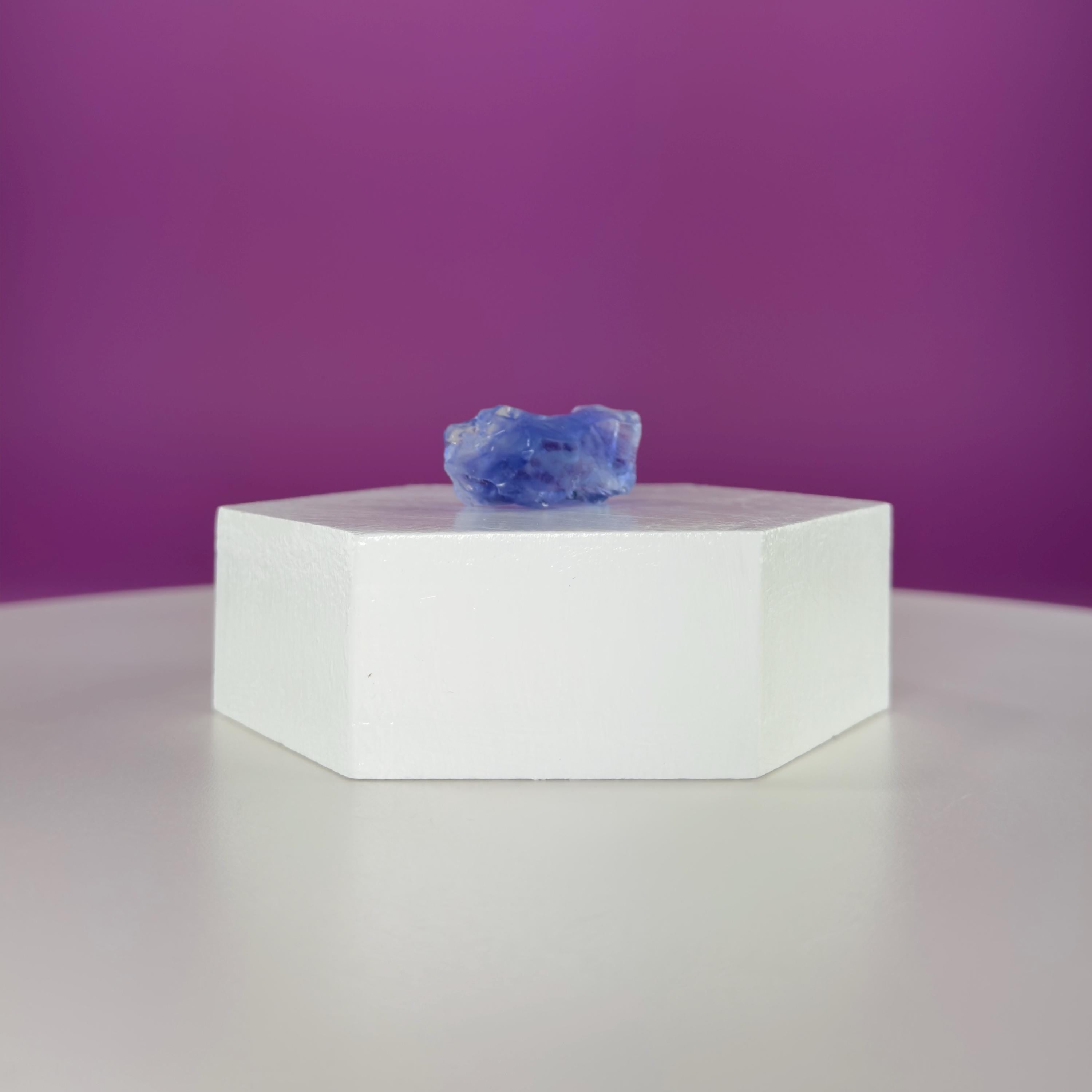 Mini Blue Halite Specimen | Rare Natural Blue Crystal (Includes Display Stand)