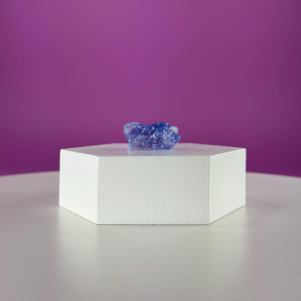 Mini Blue Halite Specimen | Rare Natural Blue Crystal (Includes Display Stand)