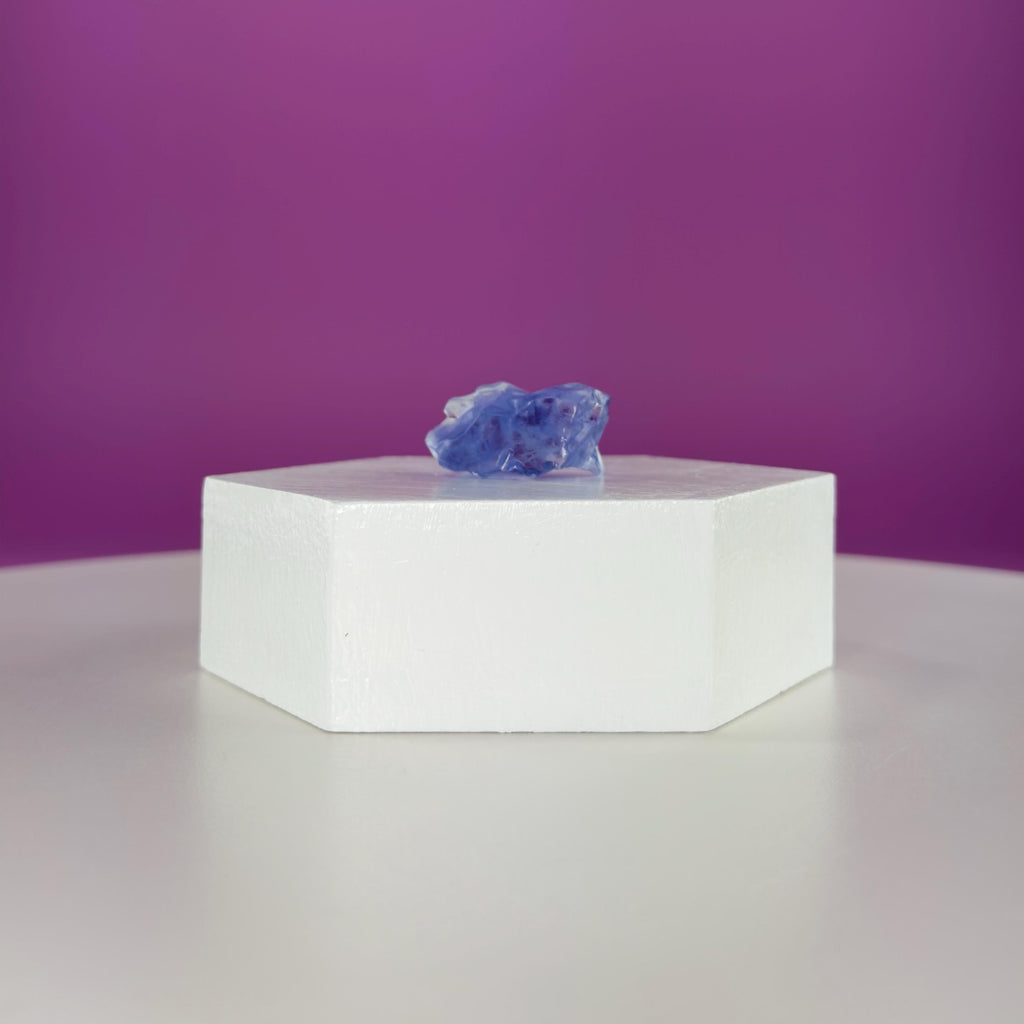 Mini Blue Halite Specimen | Rare Natural Blue Crystal (Includes Display Stand)