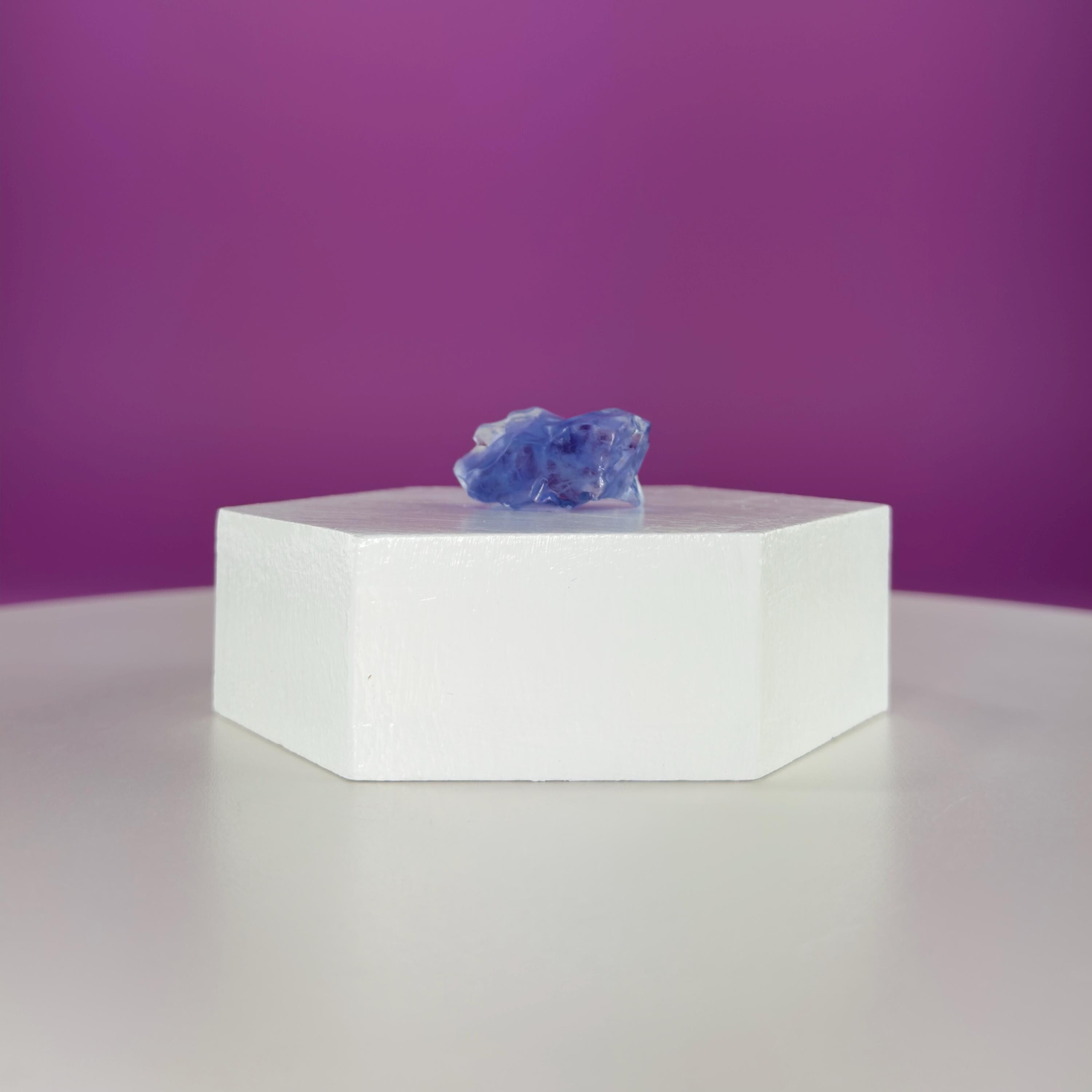Mini Blue Halite Specimen | Rare Natural Blue Crystal (Includes Display Stand)