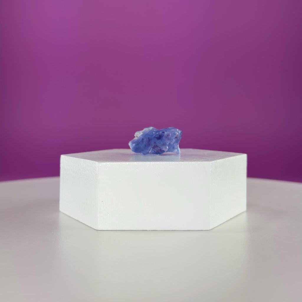 Mini Blue Halite Specimen | Rare Natural Blue Crystal (Includes Display Stand)