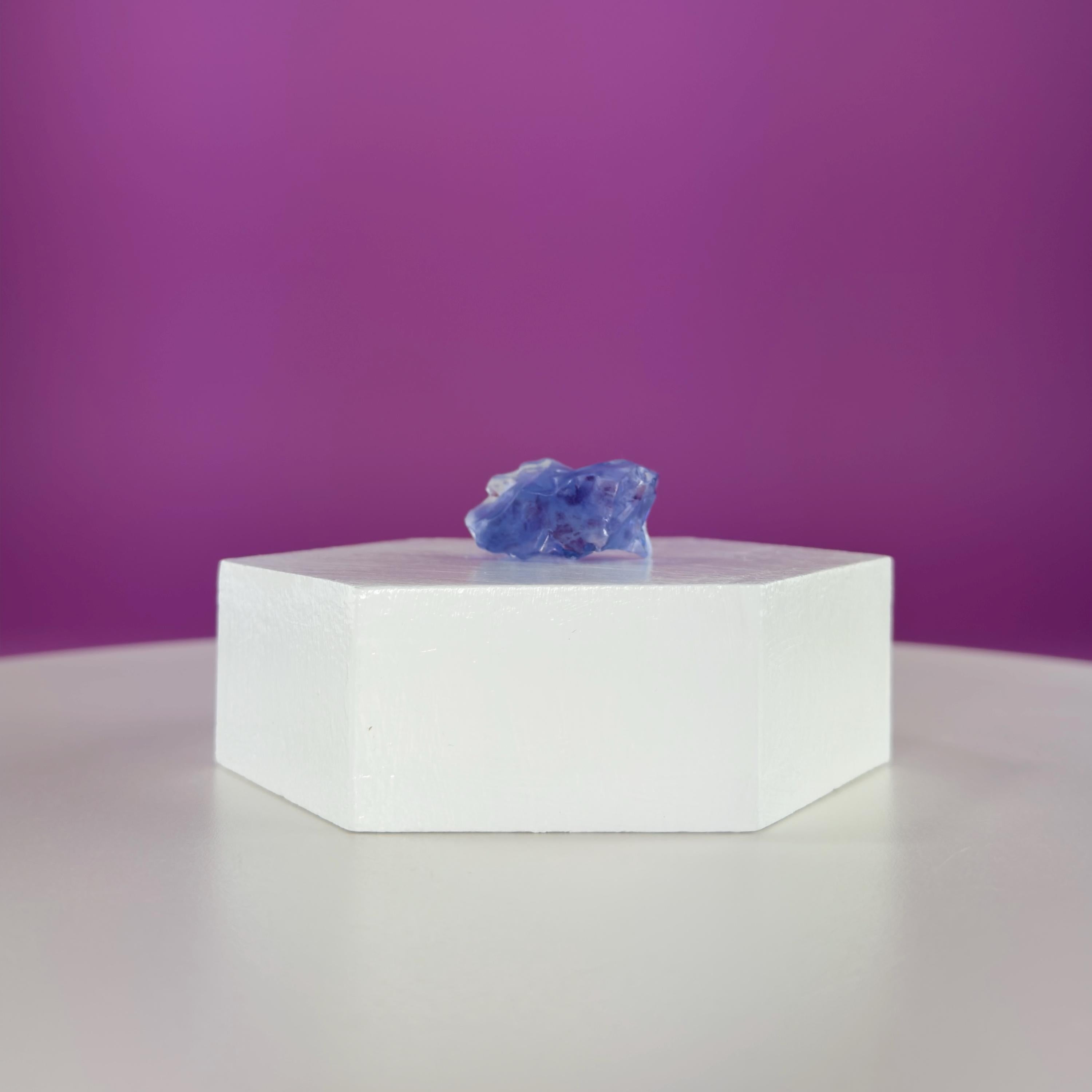 Mini Blue Halite Specimen | Rare Natural Blue Crystal (Includes Display Stand)