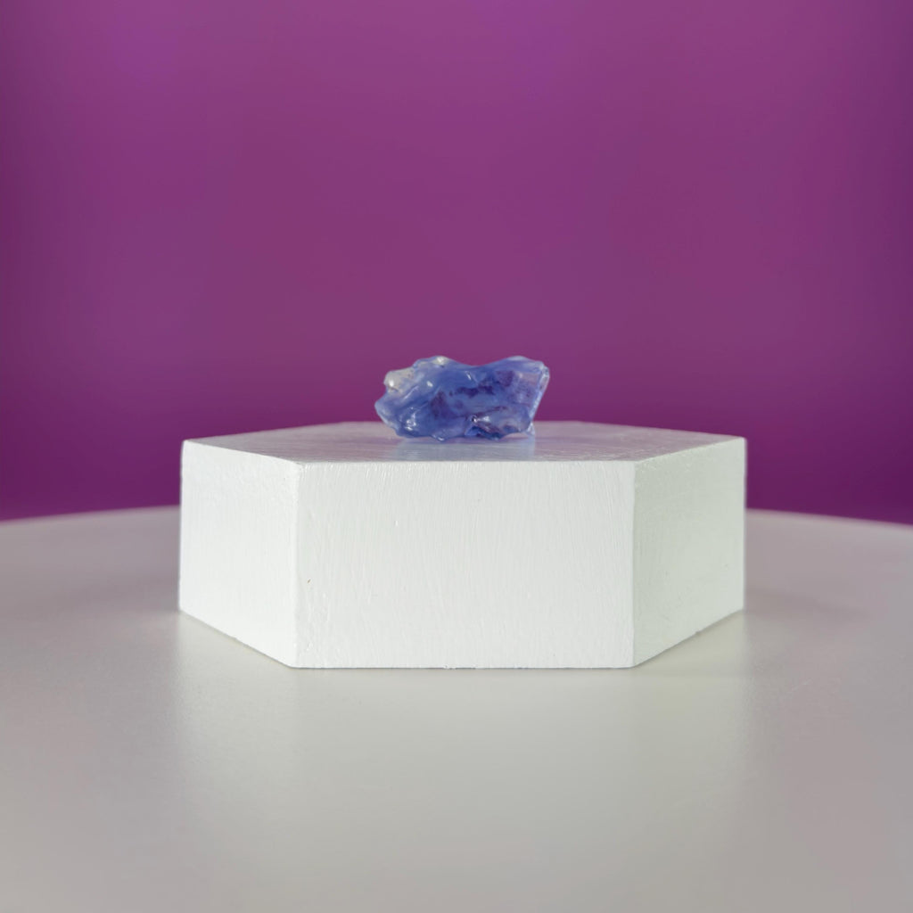 Mini Blue Halite Specimen | Rare Natural Blue Crystal (Includes Display Stand)