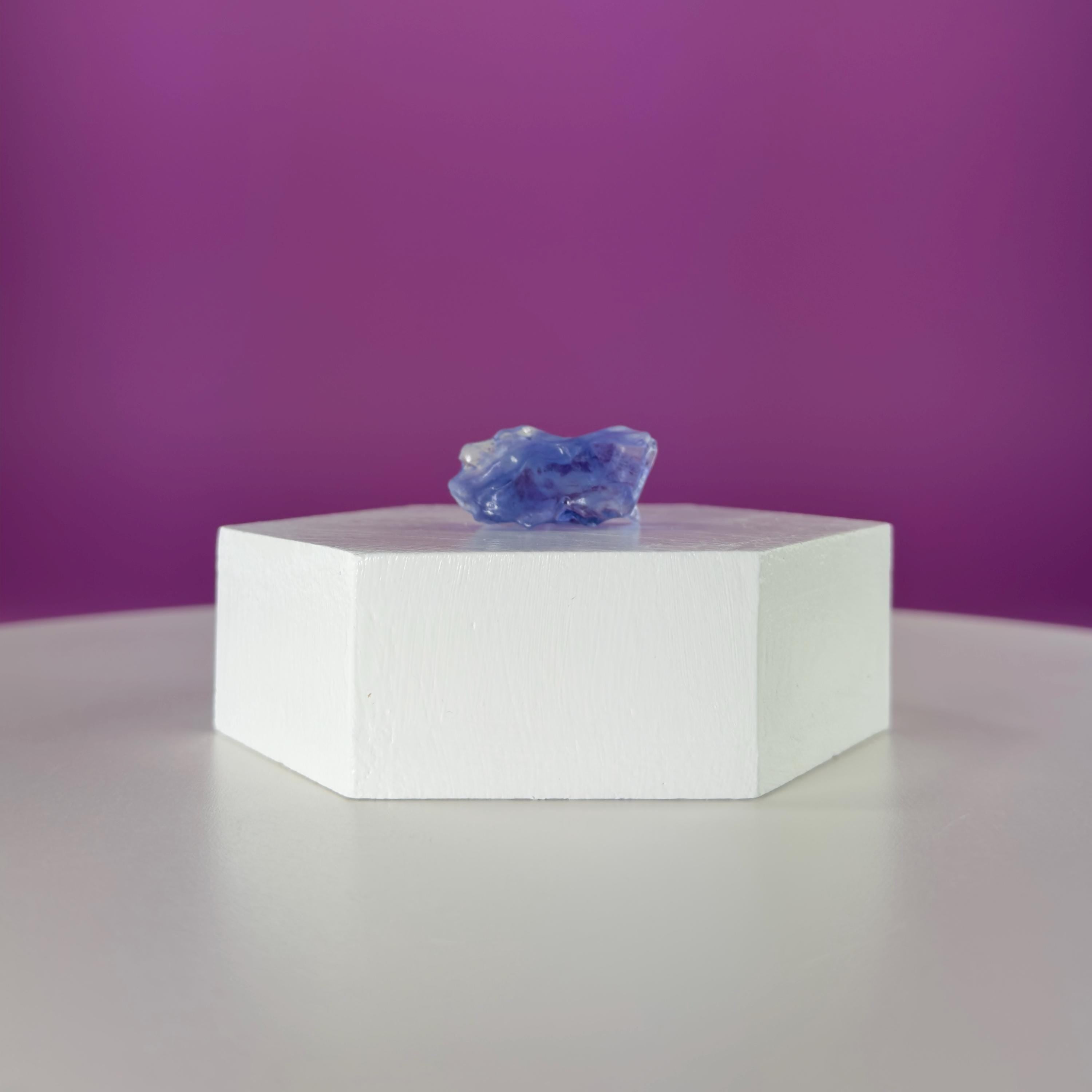Mini Blue Halite Specimen | Rare Natural Blue Crystal (Includes Display Stand)
